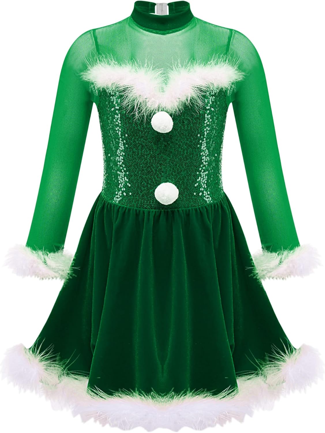 TiaoBug Kids Girls Christmas Elf Costumes Shiny Sequins Figure Ice Skating Dress Christmas Dance Outfits : Clothing, Shoes & Jewelry