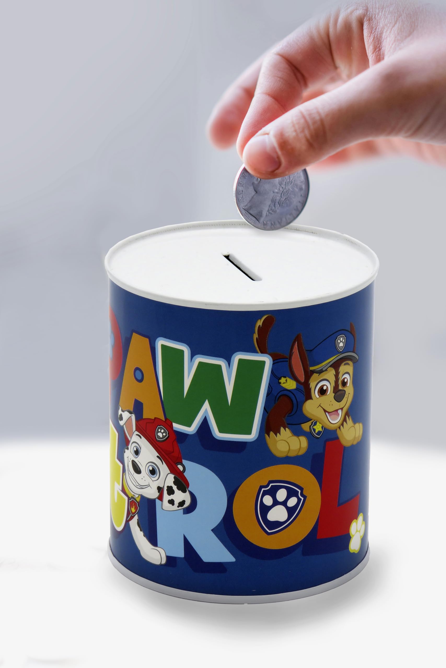 CyP Brands Paw Patrol- Skarbonka, Zlewka, Zapieczętowana Skarbonka Termo, Oszczędność, Monety i Banknoty, Wielobarwny, Oficjalny produkt