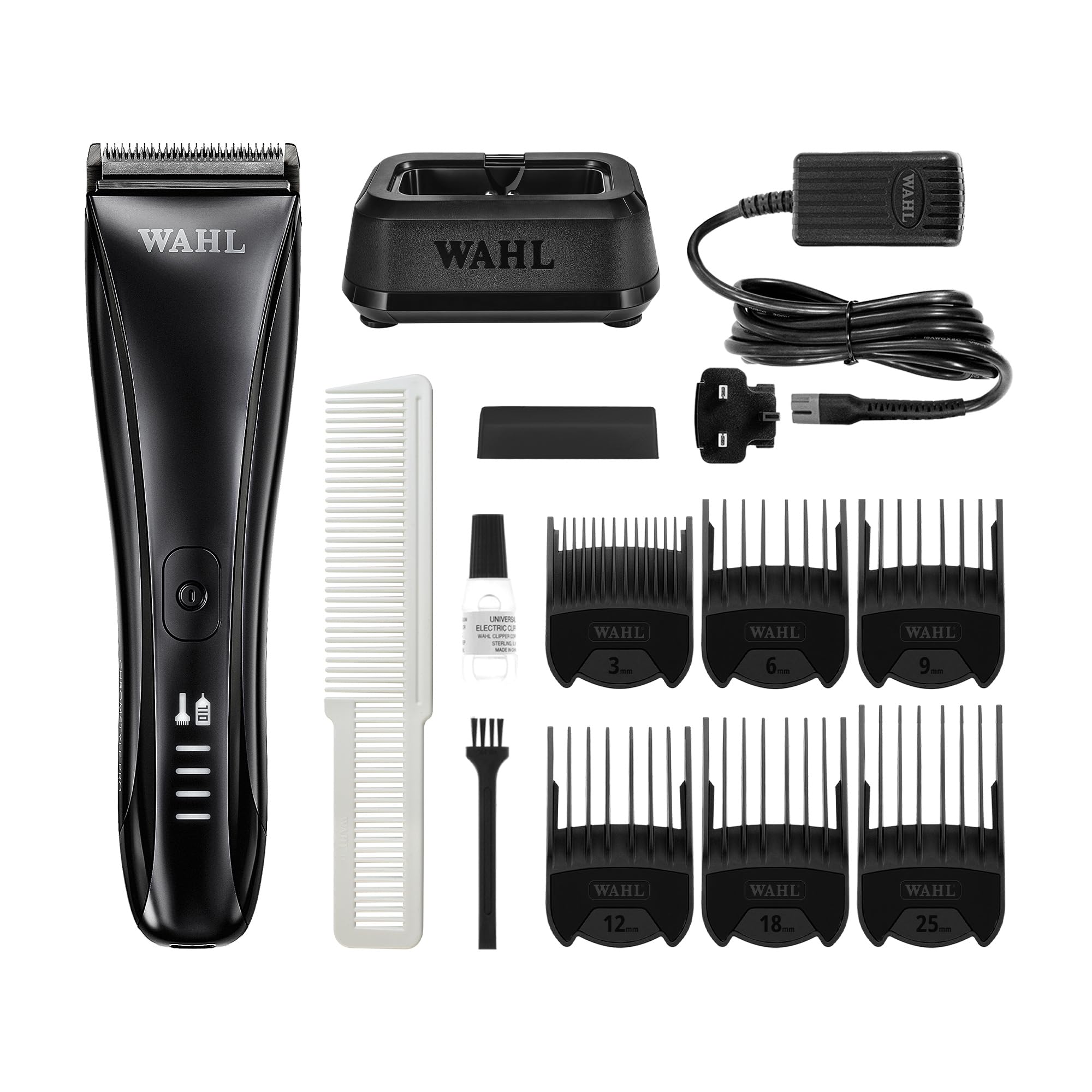 Wahl Chromstyle Pro, Cortapelos Inalámbrico, Cuchilla 5 en 1 | Cortapelos con Cable e Inalámbrico, Cuchilla Ajustable 5 en 1 0,7 a 3 mm, Pantalla Digital, hasta 3 Horas, 6 Peines
