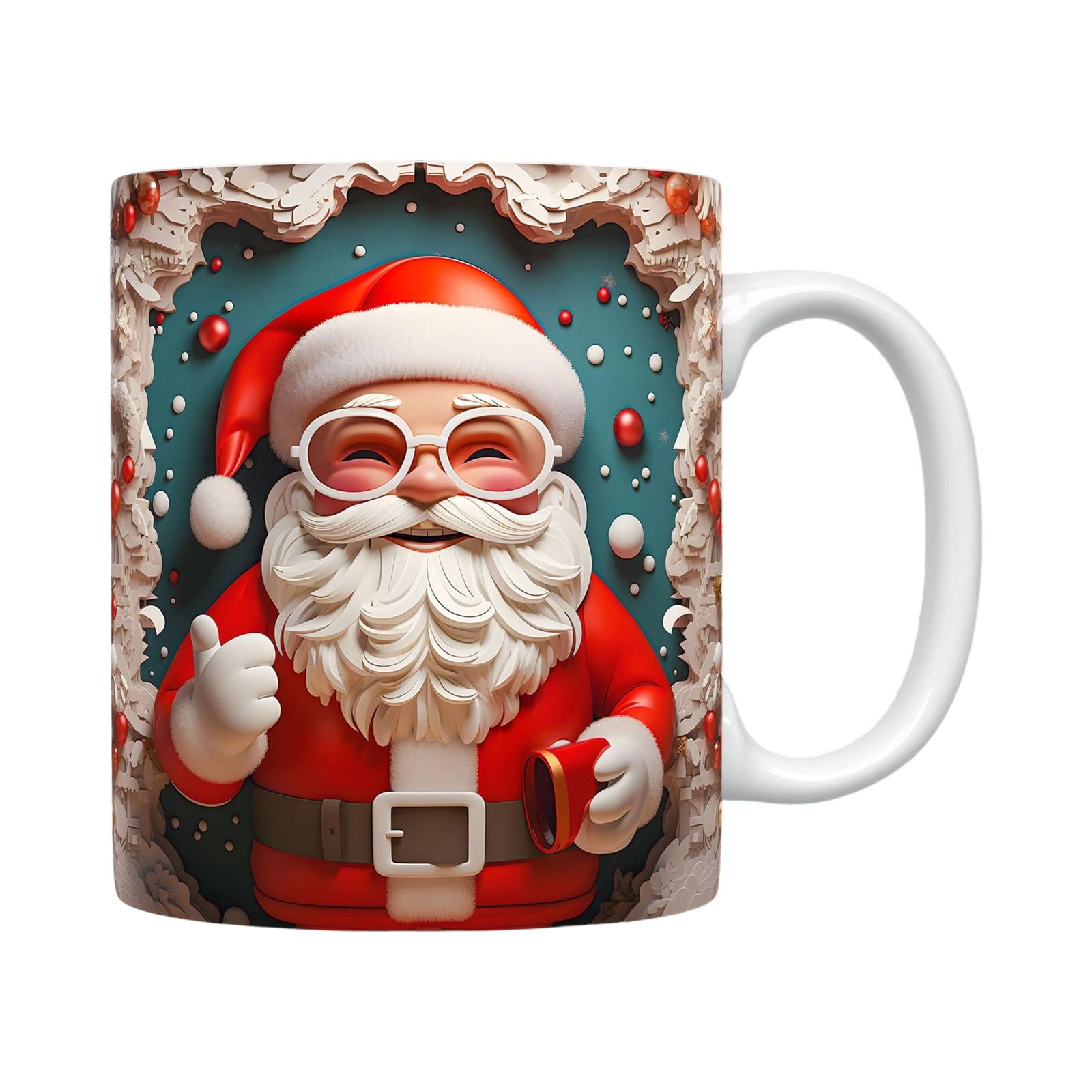 Xjdzineq 3 Santa-Themed Holiday Coffee Mug – Handcrafted Ceramic, Perfect for Family Gatherings & Giving Holiday Themed Coffee Cup Santa Design Hand Painted Christmas