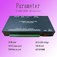 Vista 3 de K-16000S Controlador LED, 16 puertos Madrix Artnet Online Offline 16,384 píxeles direccionables AC110V-220V tarjeta SD controlador LED programable