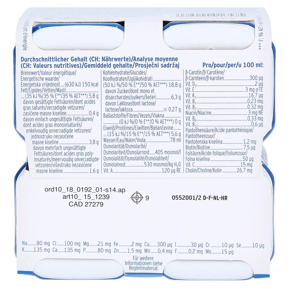 FRESUBIN Energy Drink, 300kcal pro Trinkflasche, 6 x 4 x 200ml (Vanille) ohne Trinkhalm