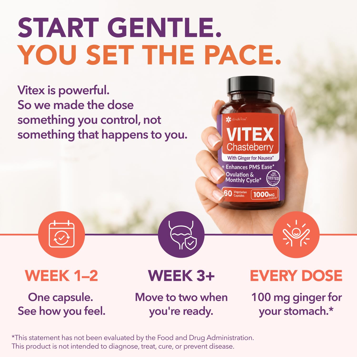 Intimate Rose Vitex Chasteberry Supplement for Women 1000mg & Ginger, 60ct — Amazon image 4