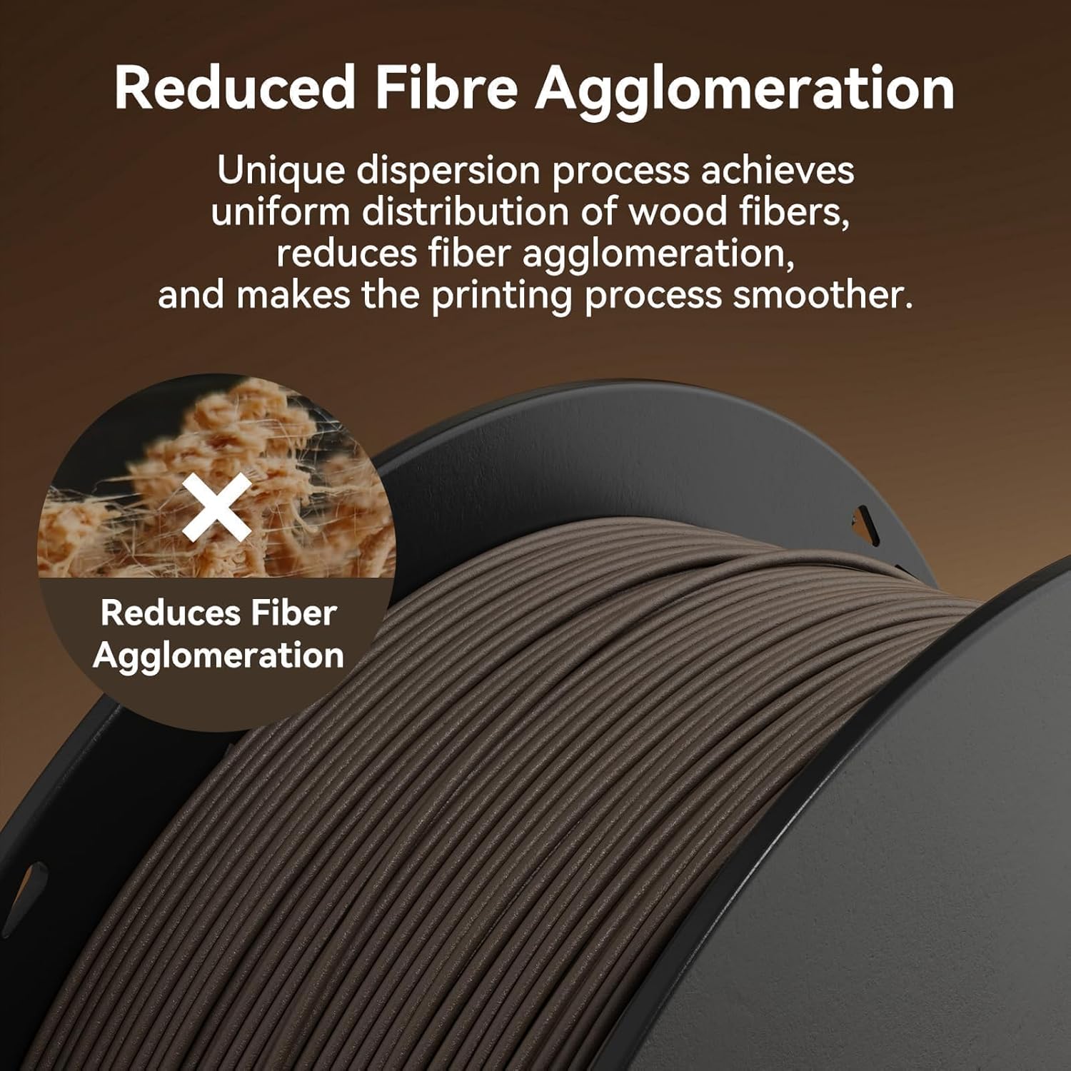 kexcelled Real Wood PLA Filament 1.75 mm, Real Natural Wood Fiber PLA 3D Printer Filament, High Speed Printing, Dimensional Accuracy +/- 0.03 mm, 1 kg Spool (2.2 lbs)