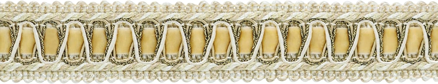 1" (2.5cm) Noblesse Collection Vintage Velvet Ribbon Gimp Braid Trim (Style# 100HG) White Sands Multicolor #4001 (White Ivory, Cream Ivory, Light Beige) 14 Yard Value Pack (42 ft/12.5m)