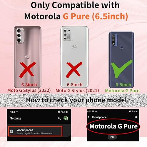 Miniatura 2 de Petitian Funda para Motorola Moto G Pure 2021 para mujeres y niñas, con forma de corazón, bonita estética femenina (3 en 1), diseño de corazones de