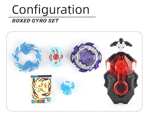Miniatura 7 de Bey Battling Tops Burst Blade Battle Set, B-184 String Launcher Left Right Spin Gyro B-160 Booster King Helios Gaming Top Juguetes para niños de 5 a