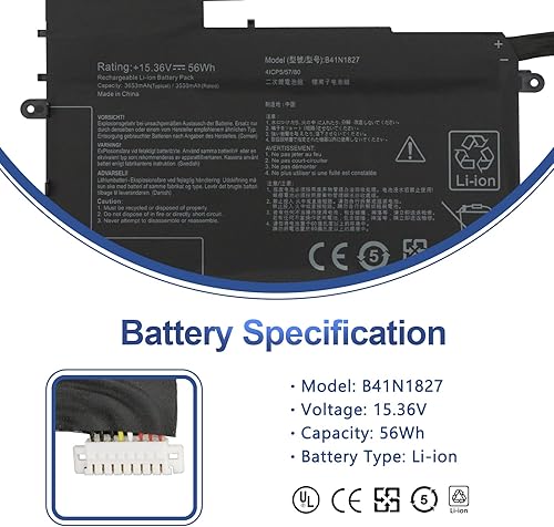 Miniatura 2 de ANTIEE B41N1827 - Batería para laptop Asus ZenBook Flip 15 UM562 UX562 UX562F UX562FA UX562FAC UX562UG UX562IA UX562IQ UM562IA UM562IQ Q507