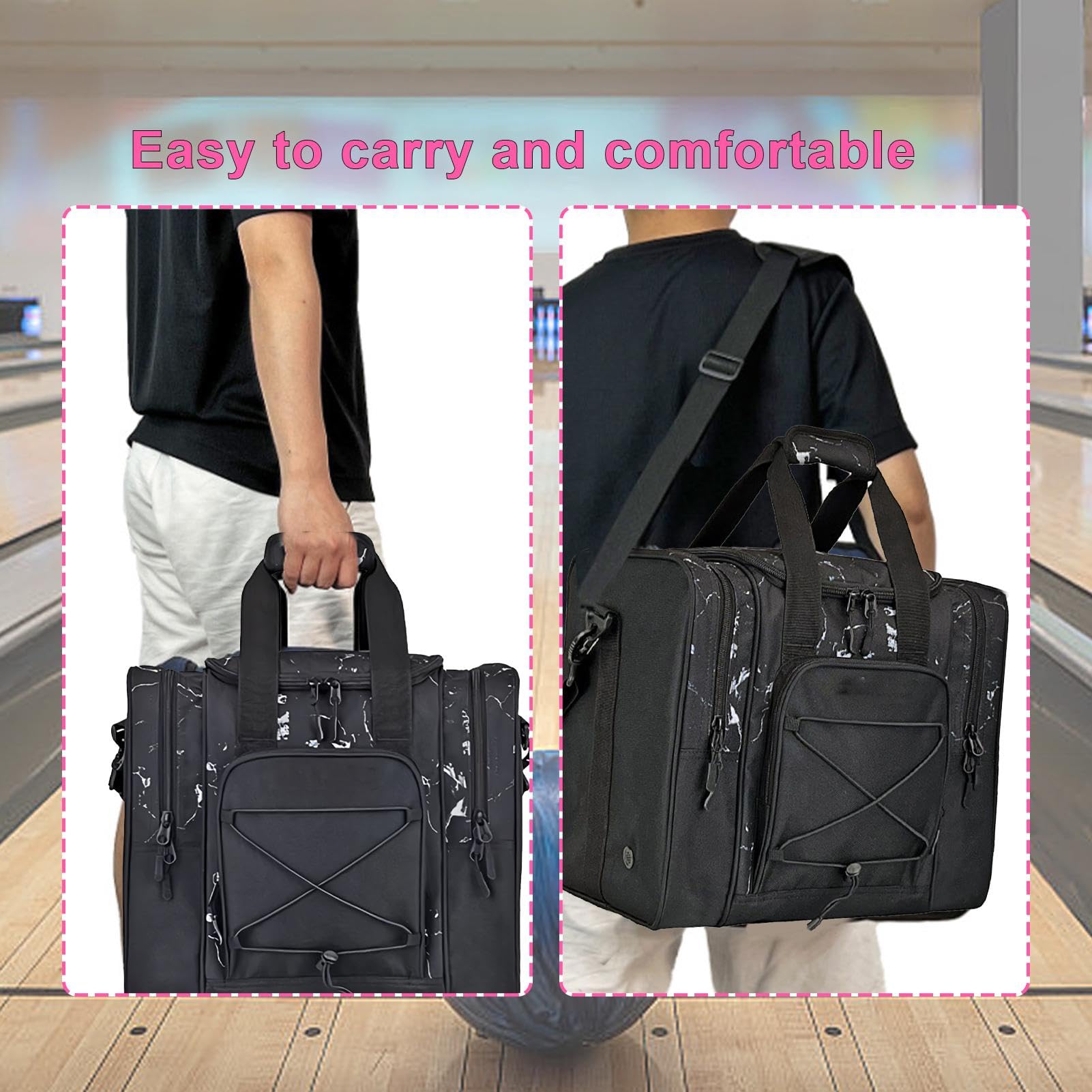 Sacs De Bowling 1 Boule, Sac Fourre-Tout 1 Boule – Ceinture Réglable, Chaussures De Serviette Multifonctions Rembourrées, Sac De Boule De Bowling pour Homme Et Femme