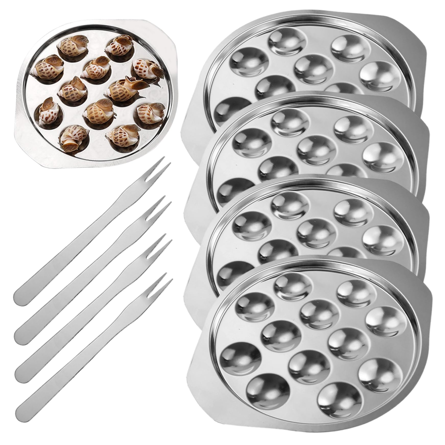 Plat à escargots acier inoxydable 12 trous pour cuisson champignons