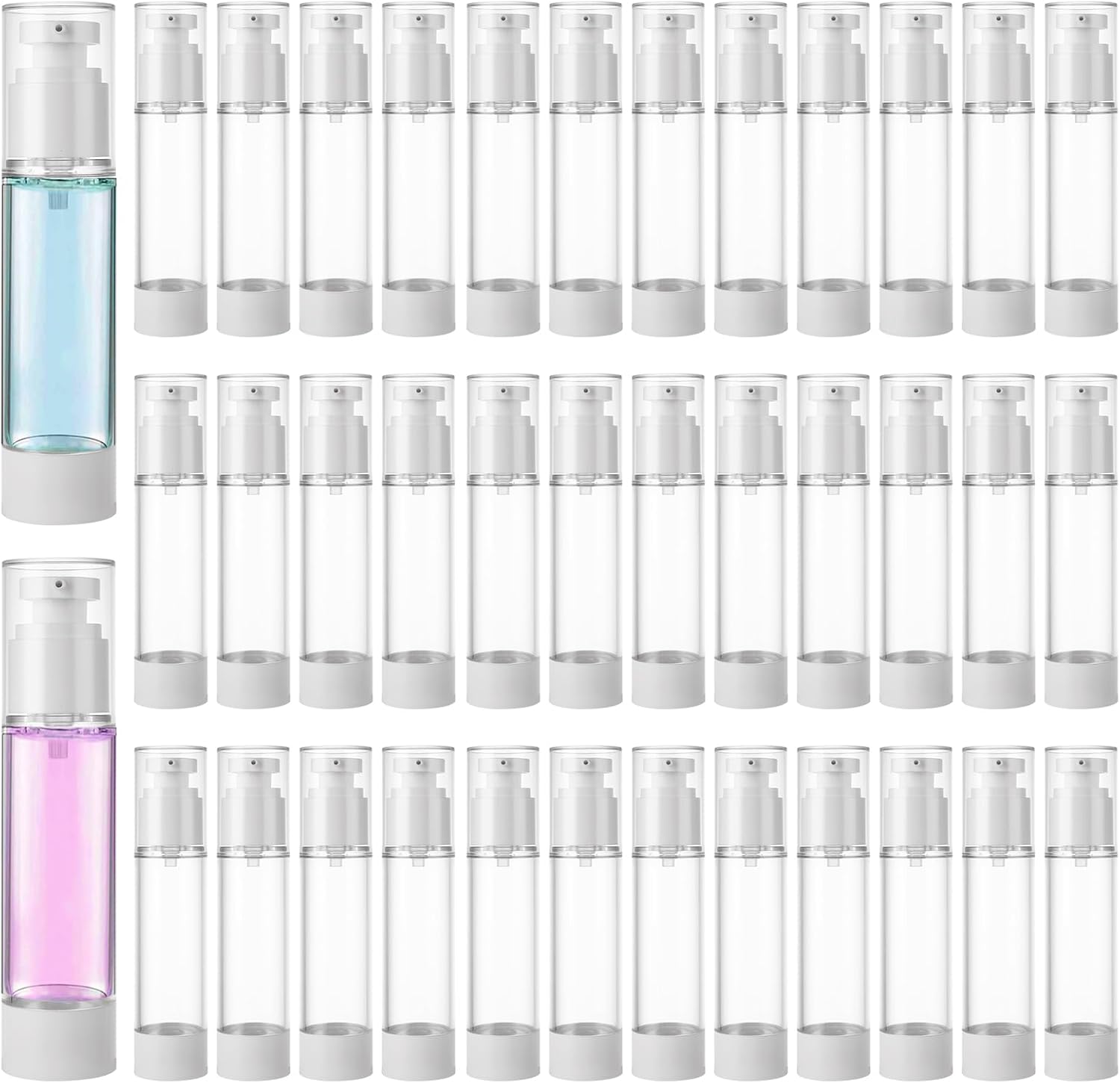 SENENQU 40 PCS 1.7 Oz 50ml Airless Pump Bottles Travel Size Empty Pump Bottle Lotion Container Refillable Cosmetic Pump Dispensers for Foundation Moisturizer Shampoo Toiletry