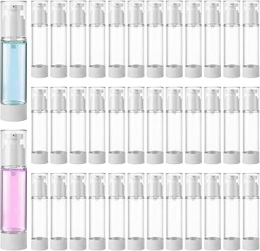 SENENQU 40 PCS 1.7 Oz 50ml Airless Pump Bottles Travel Size Empty Pump Bottle Lotion Container Refillable Cosmetic Pump Dispensers for Foundation Moisturizer Shampoo Toiletry
