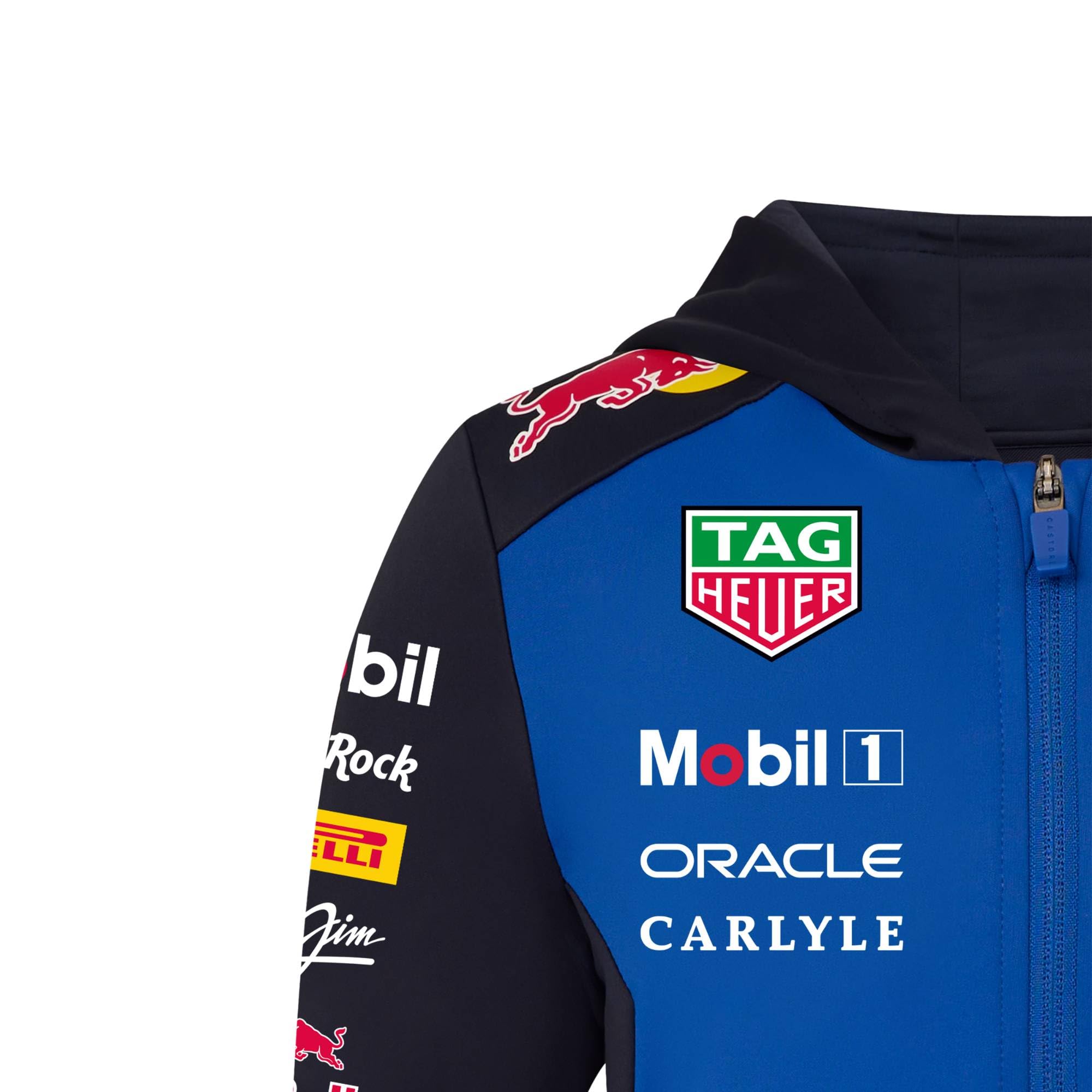 Red Bull ENERGY WEAR Oracle RB Racing Kinder Replica Zip Hoodie Blau | Offizieller Formel 1 Fanartikel - 91% Polyester, 9% Elastan - von - mit durchgehendem Reißverschluss - Kapuze