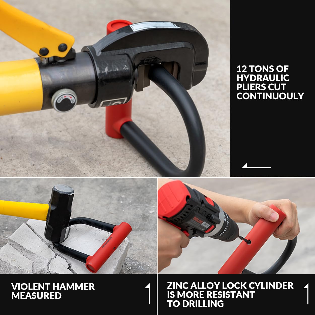 ROCKBROS Lucchetto A U Per Bici - Blocco Acciaio Legato Con Staffa Per Biciclette E E-bike - Foto 3