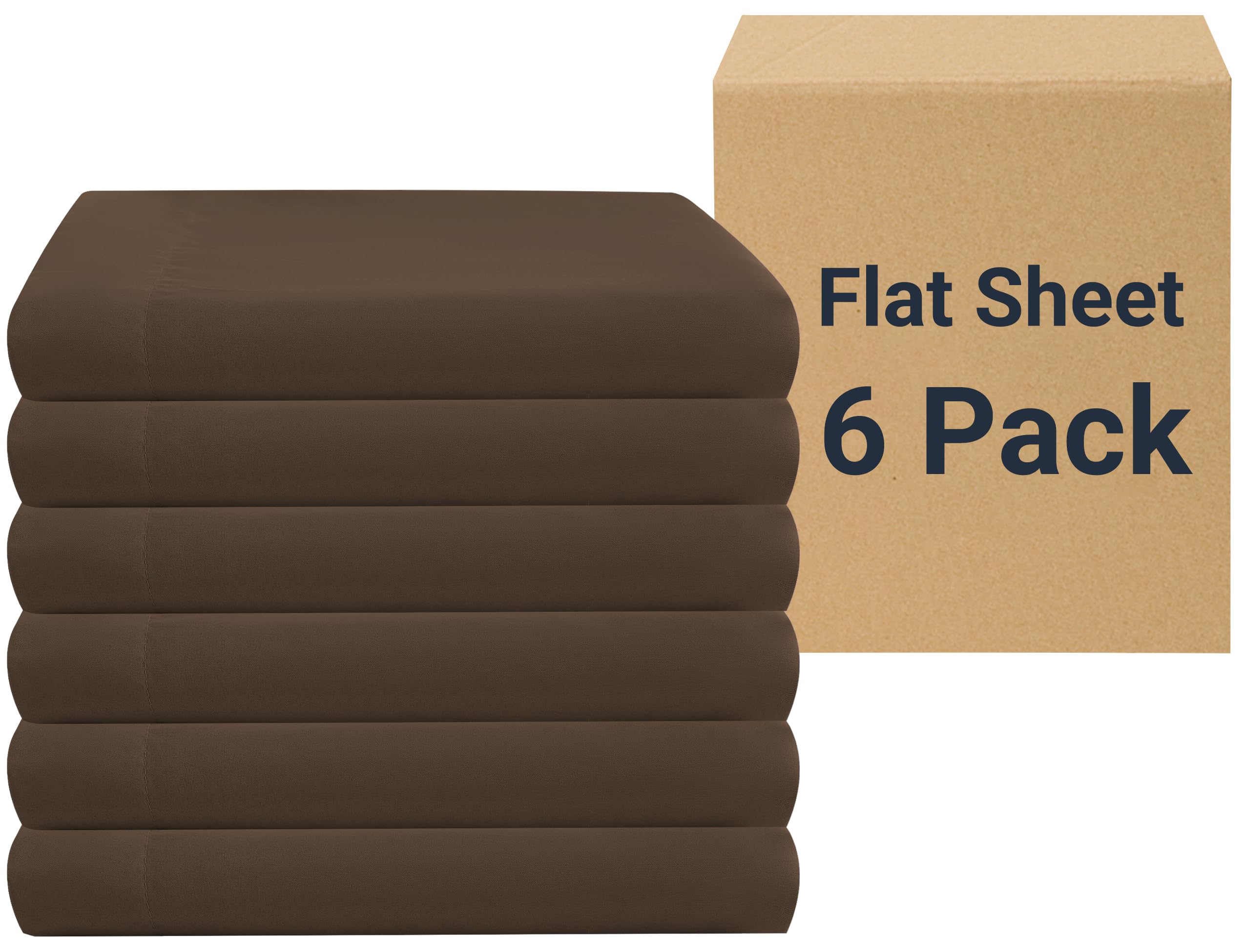 Photo 1 of ZPECC Full Flat Sheet Only 6 Pack, Durable Brown Top Bed Sheets Hypoallergenic Soft Brushed Microfiber Color-Coded Label, 81"x96"