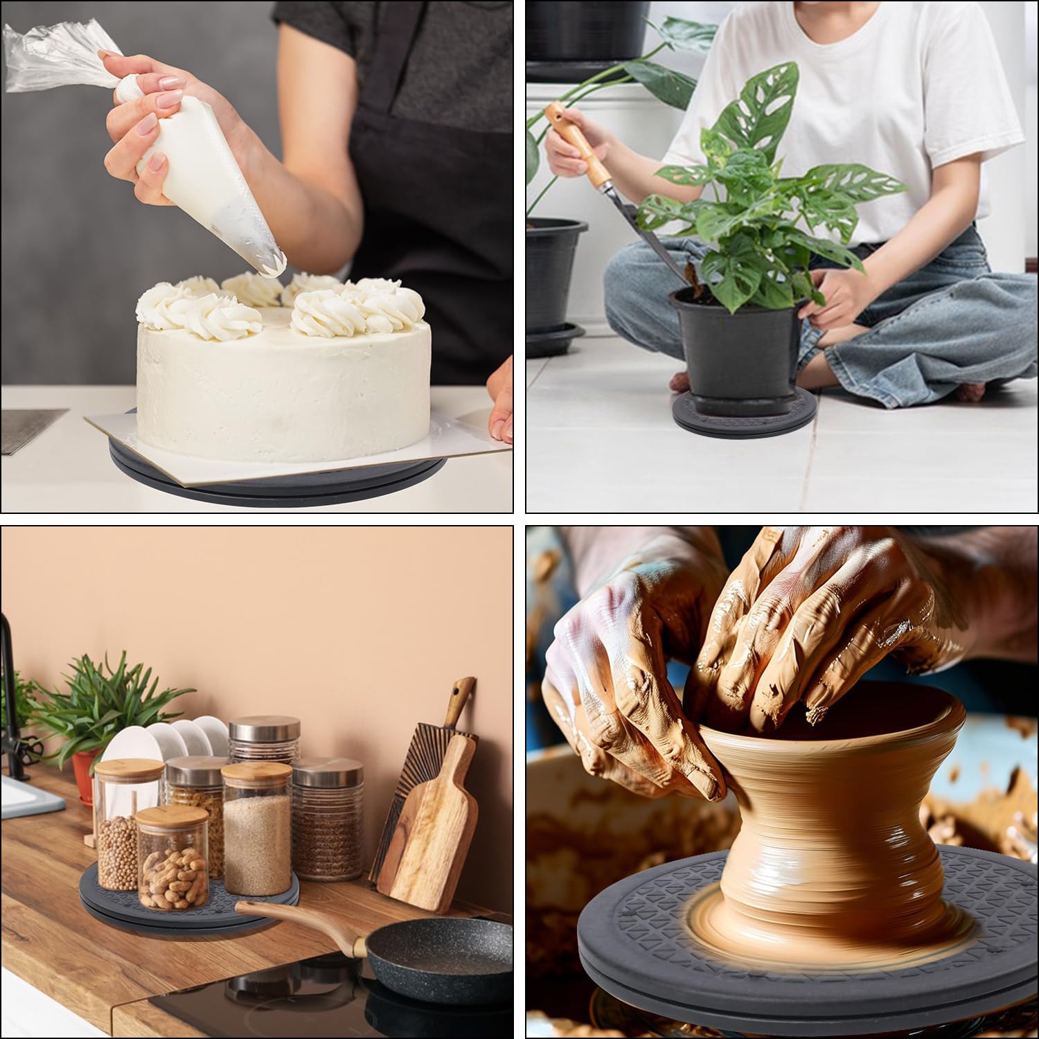 8 Pack 10 Inch Lazy Susan Turntable, Heavy Duty Lazy Susan Turntable Organizer, Premium 10 Inch Rotating Swivel Stand for Table Top, Kitchen, and More