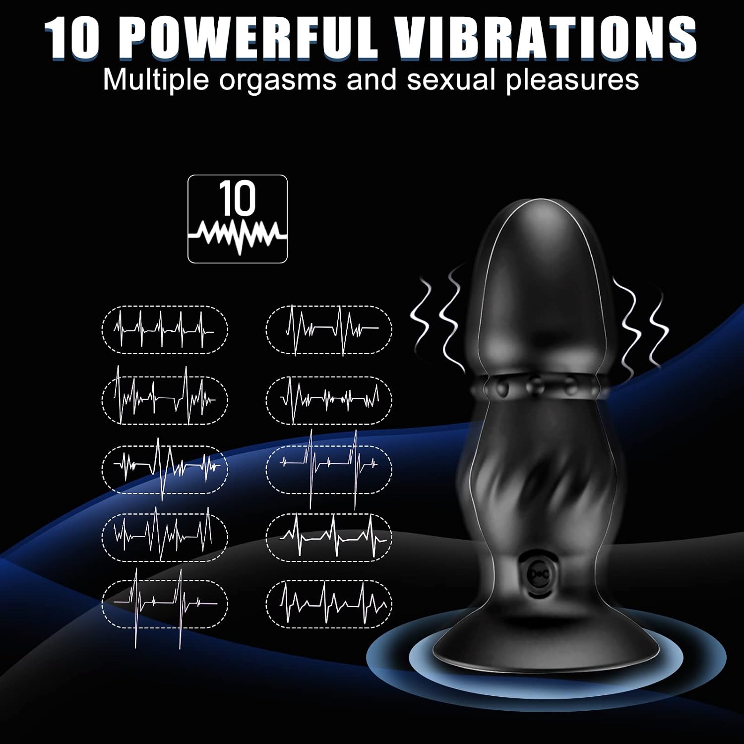Vibrating Anal Beads Butt Plug, Prostate Massager Anal Vibrator with 10 Vibration Modes, Remote Control Flexible Silicone Rechargeable Waterproof Anal Sex Toy for Men, Women and Couples. (3.5)