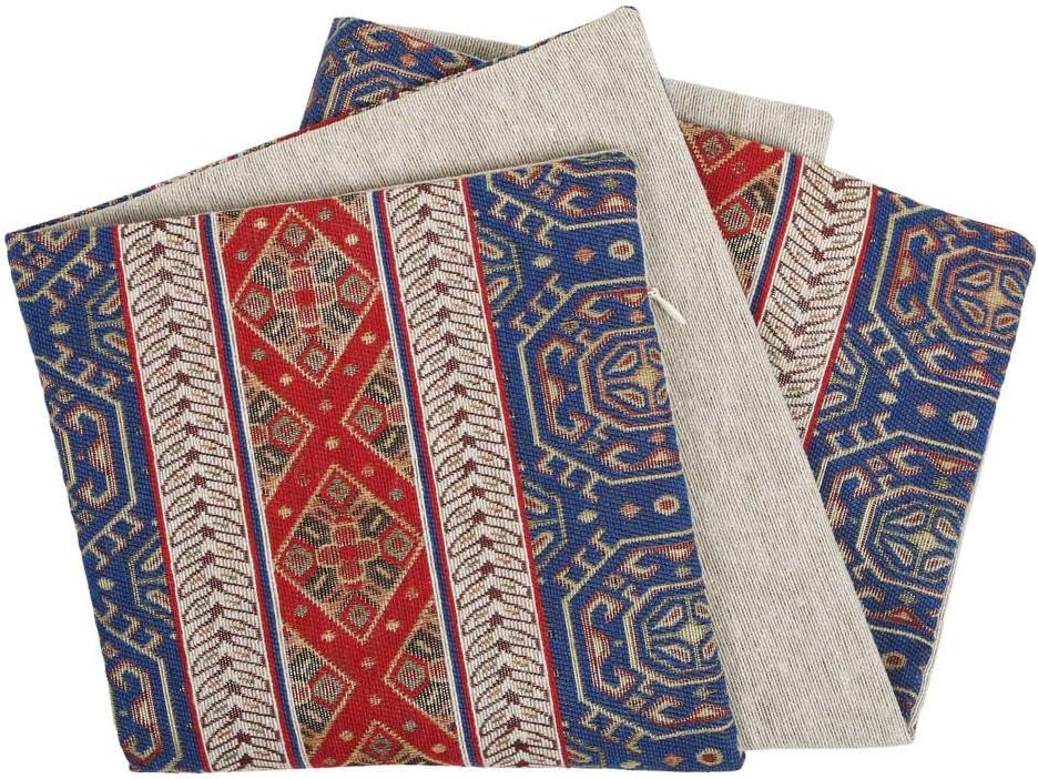 Boho Throw Pillow Covers Red and Blue - 18 x 18 Inches Decorative Kilim Pillows, Oriental Room Decor for Couch, Bohemian Outdoor Case for Farmhouse, Turkish Shams, Aztec, Patio