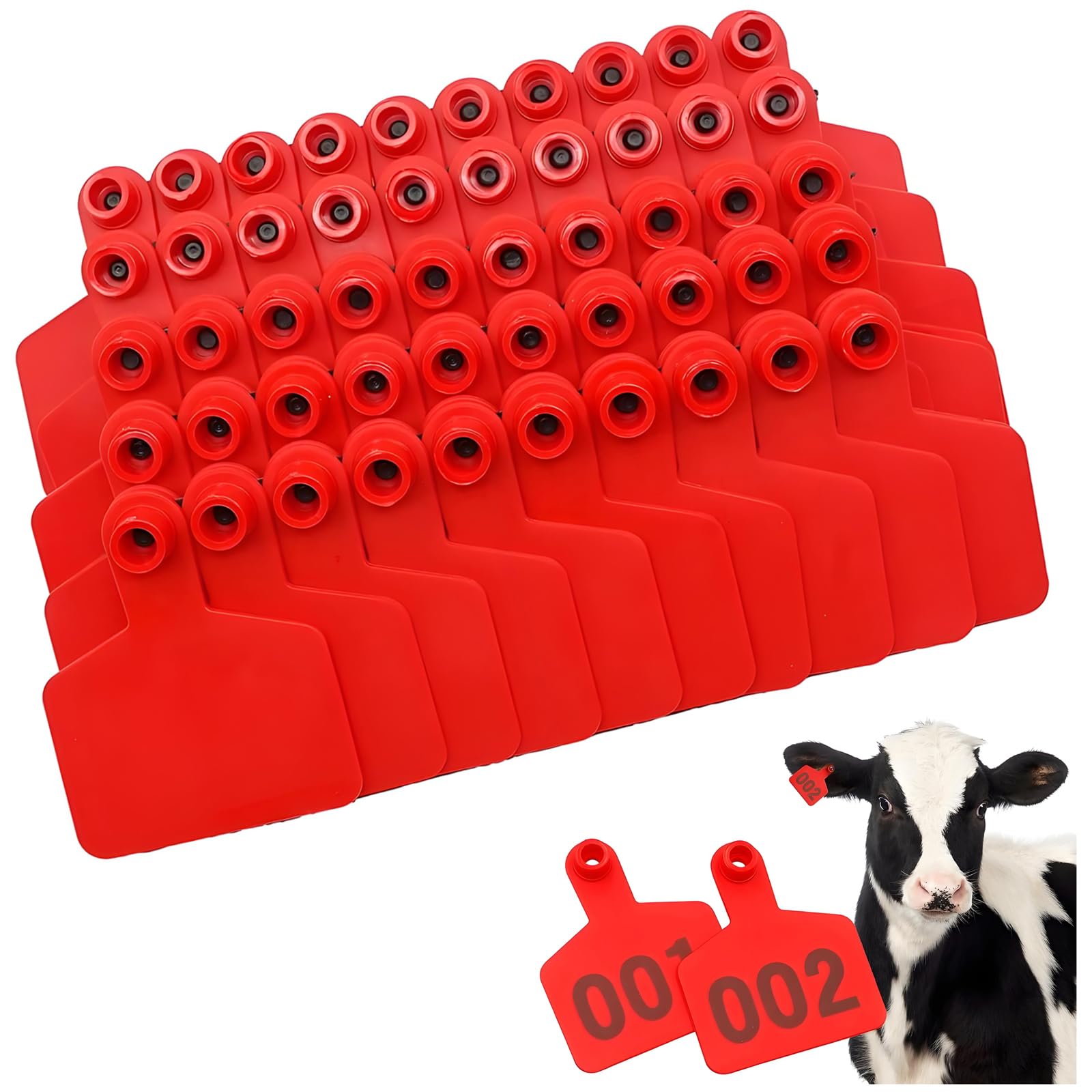 Ohrmarken für Nutztiere, For Rinder Kühe Schweine Ziegen Schafe Kalb Tier rot 201-300(Orange,901 1000)