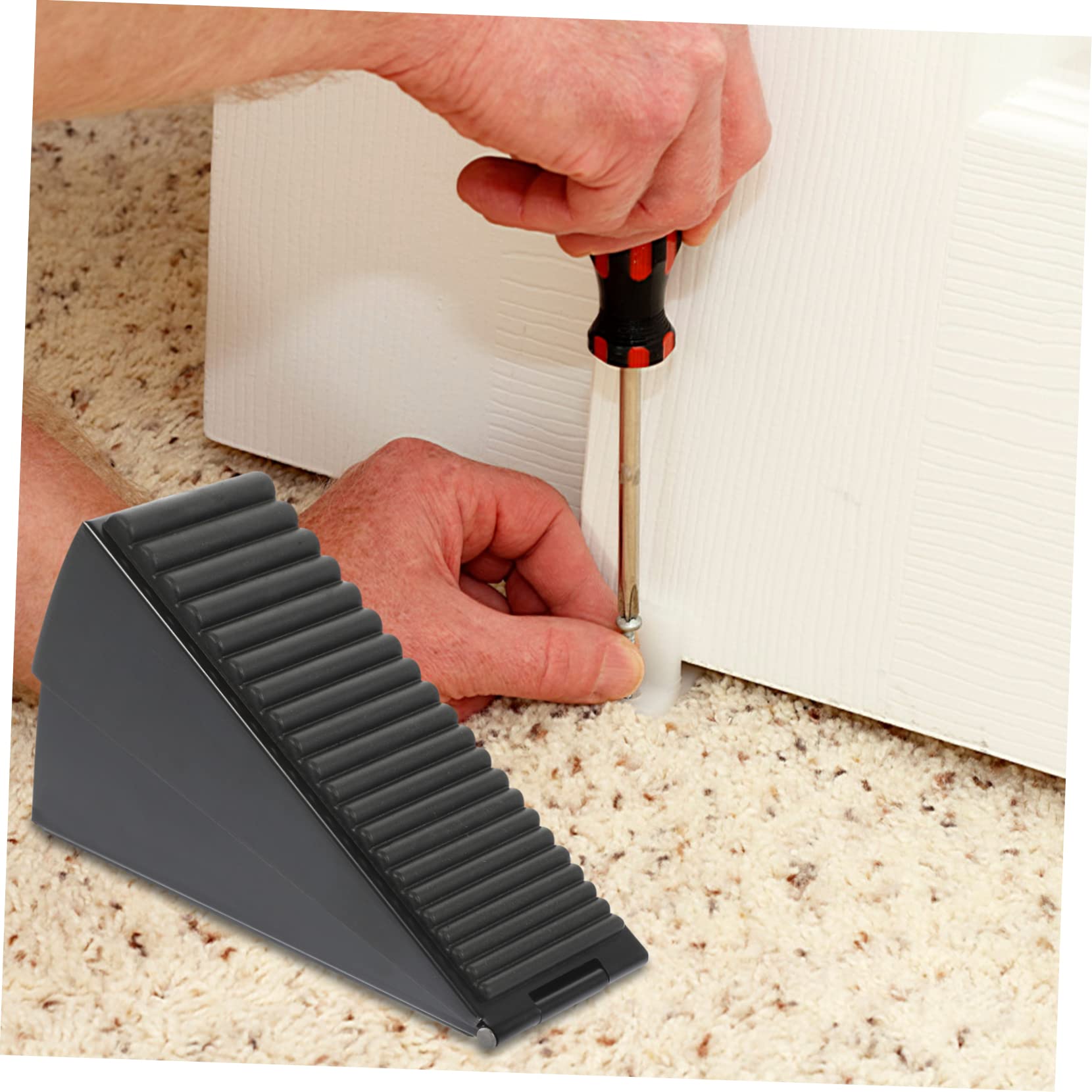 Topes de Puerta, 2 Piezas, Protector Marco, Parachoques, Pared, Tope, Alarma, Corrientes Aire, Hotel, topes sin Perforaciones, Dormitorio(Blackx5pcs,13X8.3X4.8CMx2pcs)