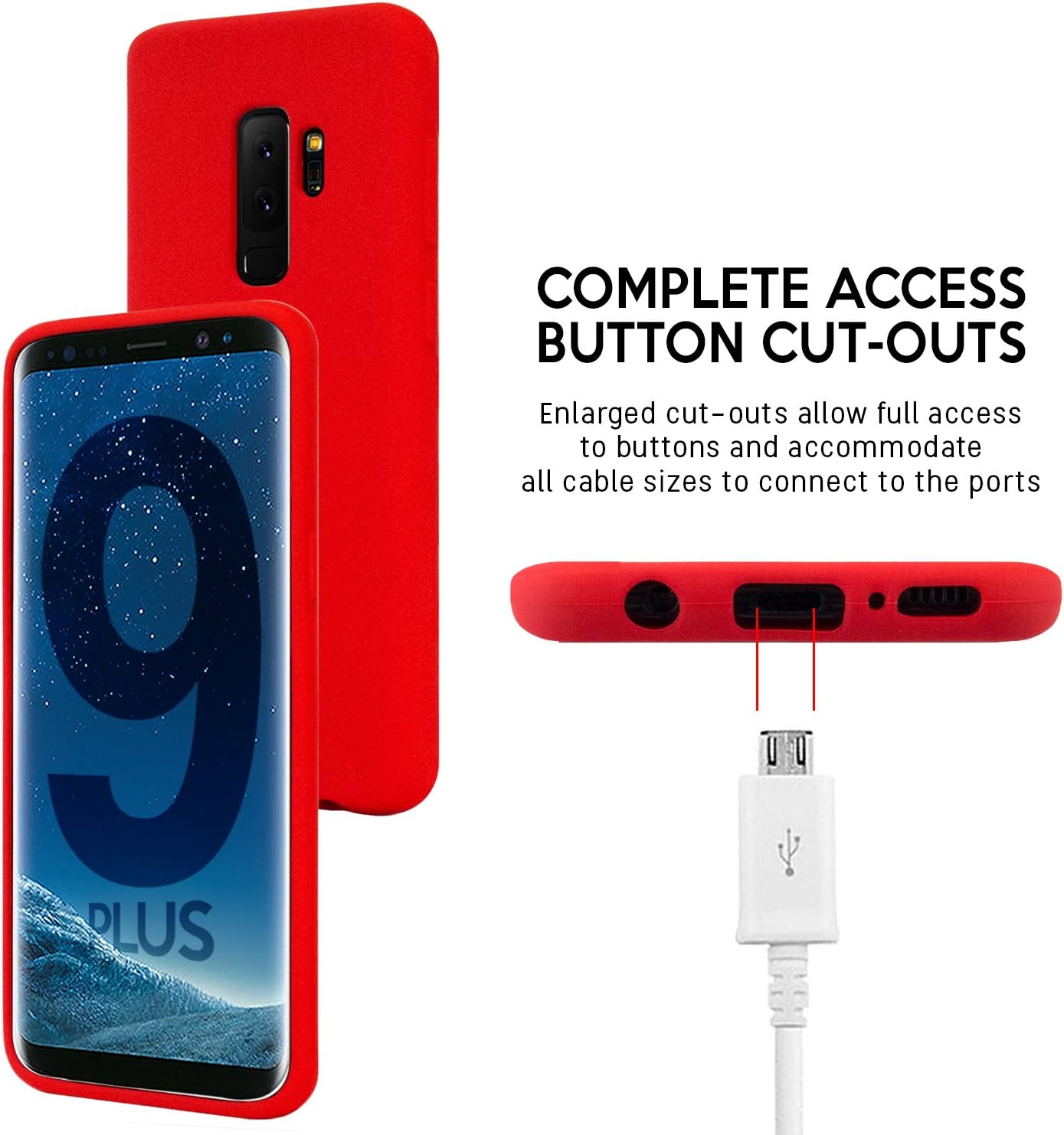 GOOSPERY Soft Feeling Jelly for Samsung Galaxy S9 Plus Case (2018) Silky Slim Bumper Cover (Red)