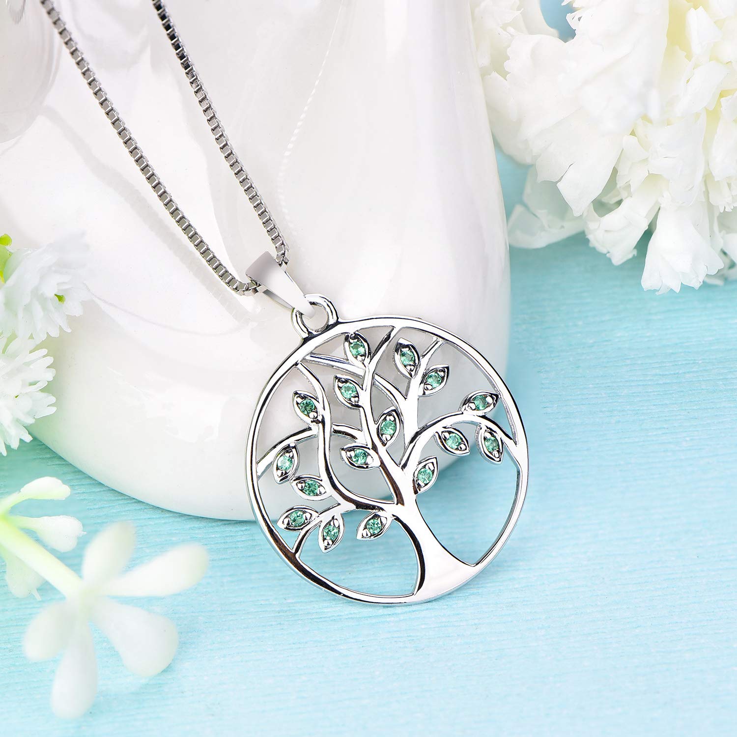 YL Collana albero della vita Collana con ciondolo albero genealogico in argento 925 per donna