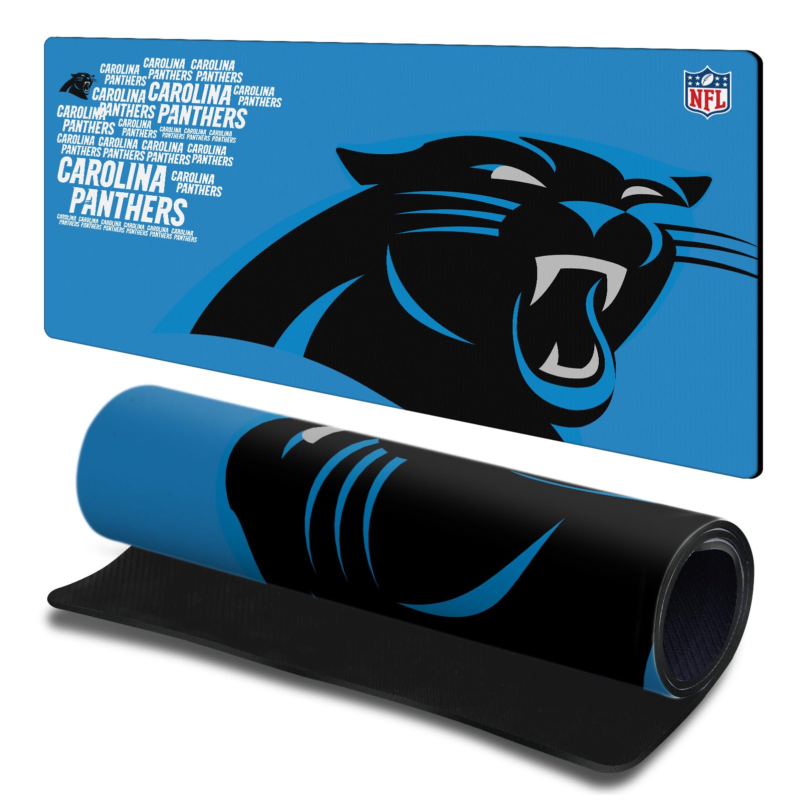 Head Case Designs Officially Licensed NFL Logotype Carolina Panthers 23.62 x 11.81 x 0.12 inches (600 x 300 mm) - L Gaming Office Desk PC Keyboard Mouse Mat Pad