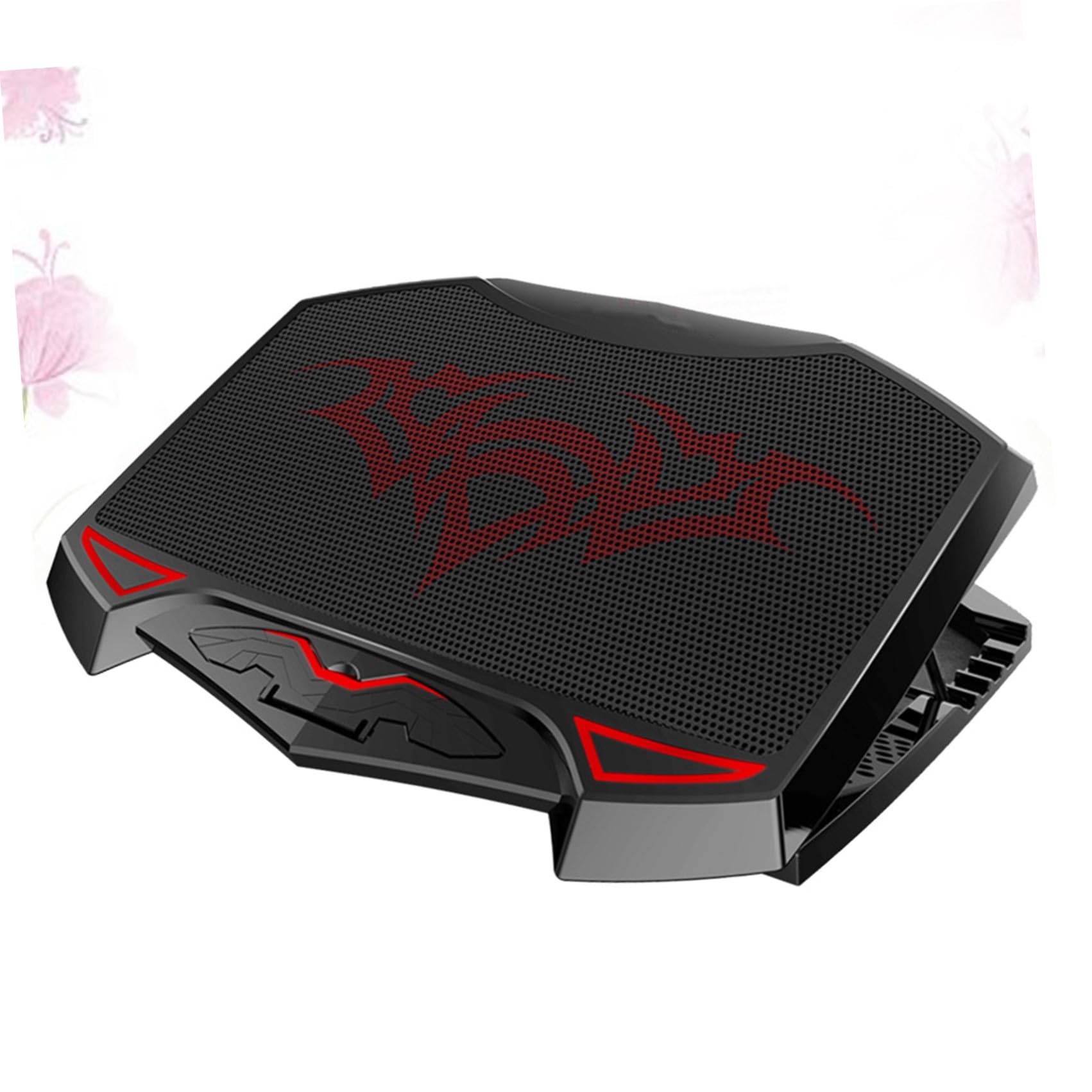 VALICLUD Refroidisseur PC Portable Silencieux avec Ventilateurs LED Rouges Support Ajustable et Double Port USB Base Métal pour Dissipation Thermique Compatible Notebook Version Noir