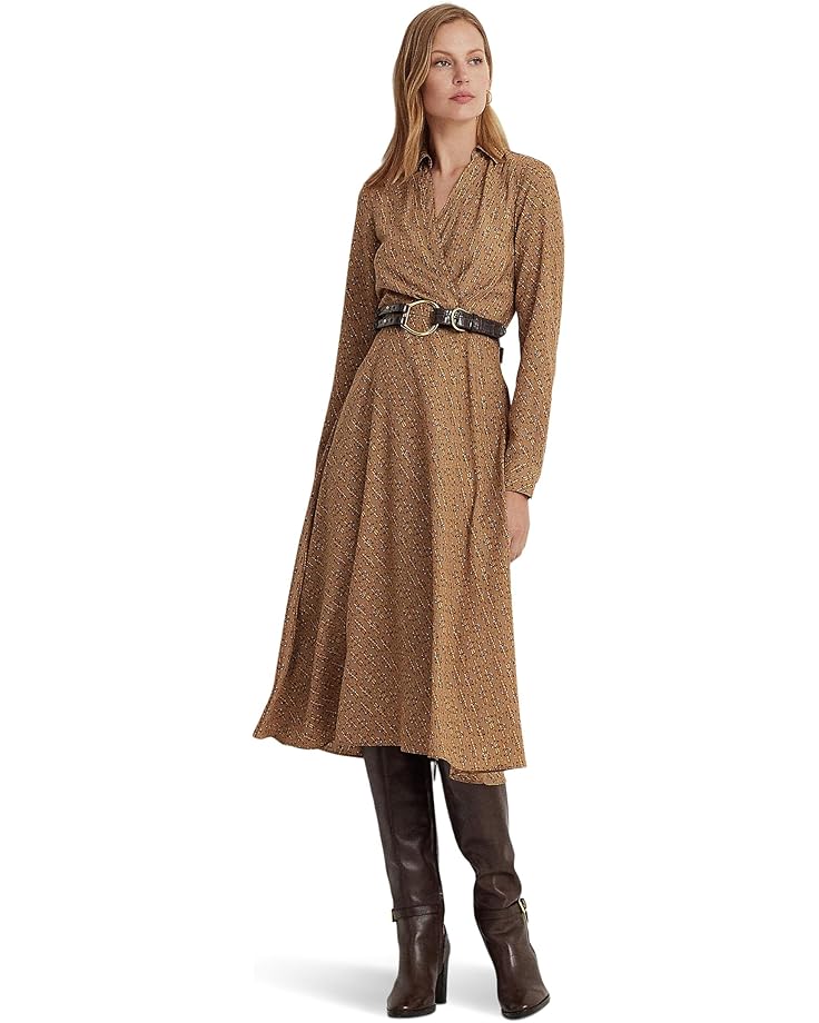 Lauren Ralph Lauren Print Surplice Crepe Midi Dress - Main View