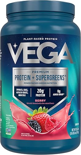 Miniatura 18 de Vega Proteína en polvo Protein and Greens, vainilla, 0.71 oz de proteína a base de plantas más verduras, vegano, sin OMG, proteína de guisante
