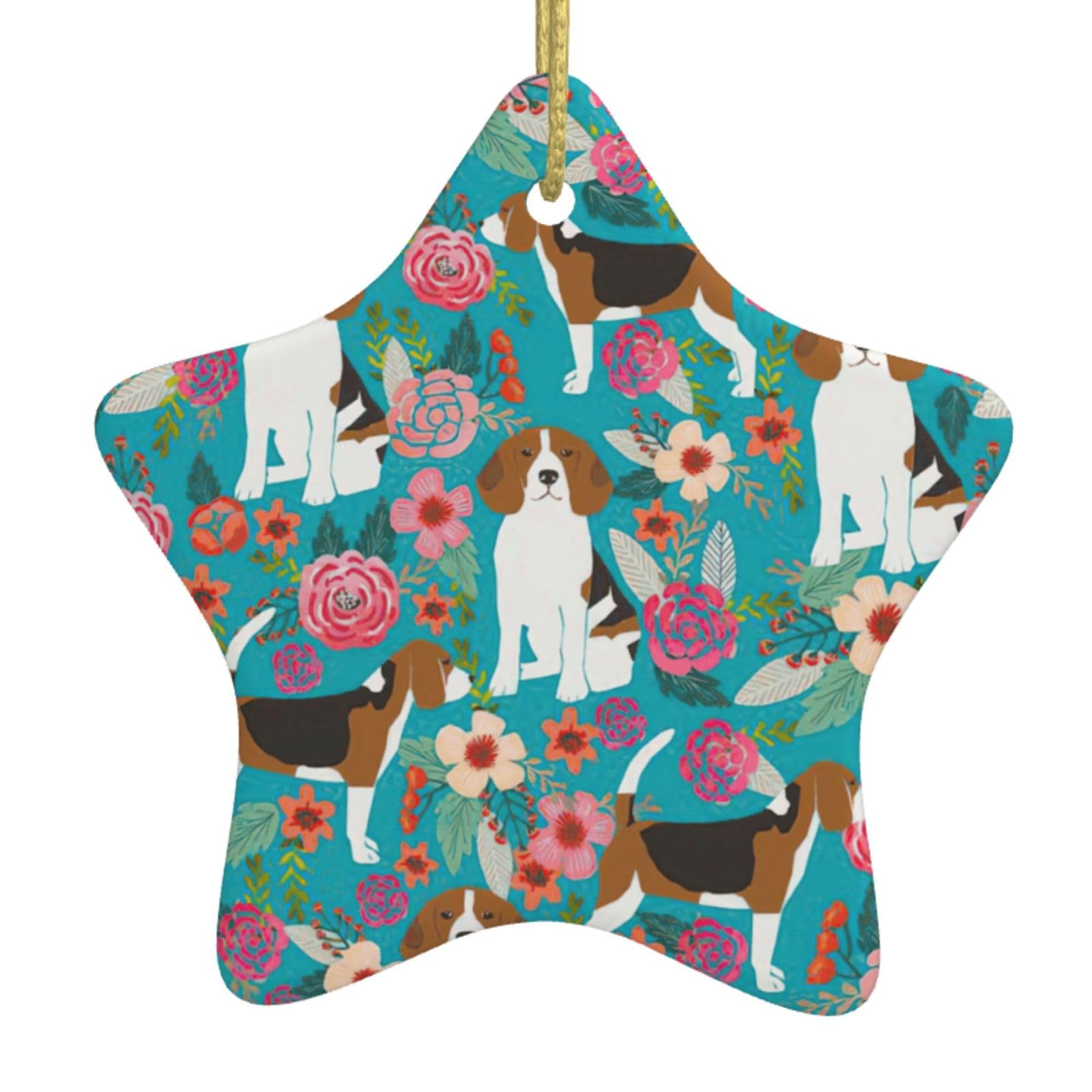 Dog- Print Christmas Ornaments, Ceramic Hanging Ornament, Round Shape Decorations