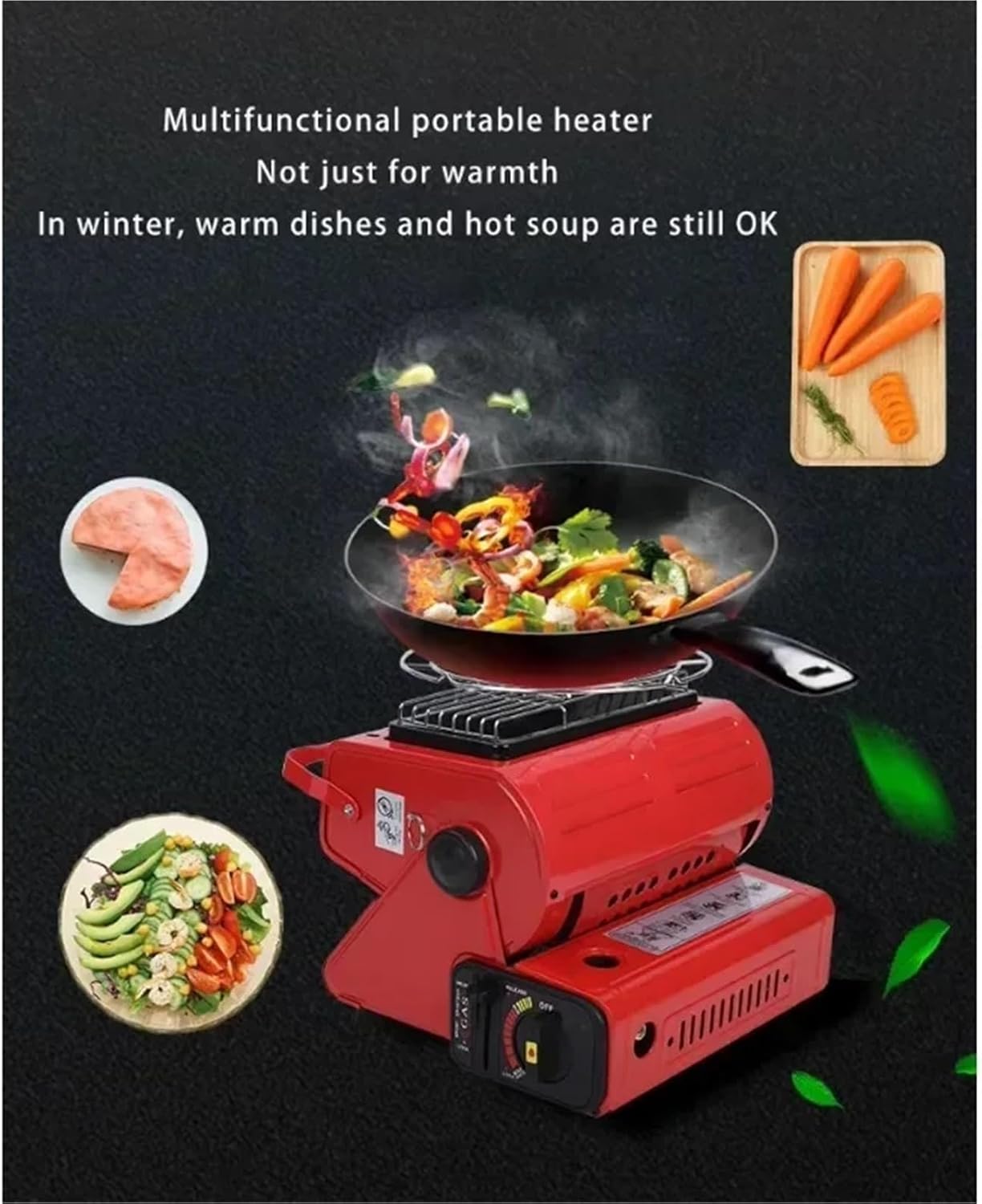 Kerosene Heater, Portable Gas Camping Stove Outdoor Picnic BBQ Hand Warmer Home Heater Cassette For Tent Fishing,for Indoor Camping Garage(Black)