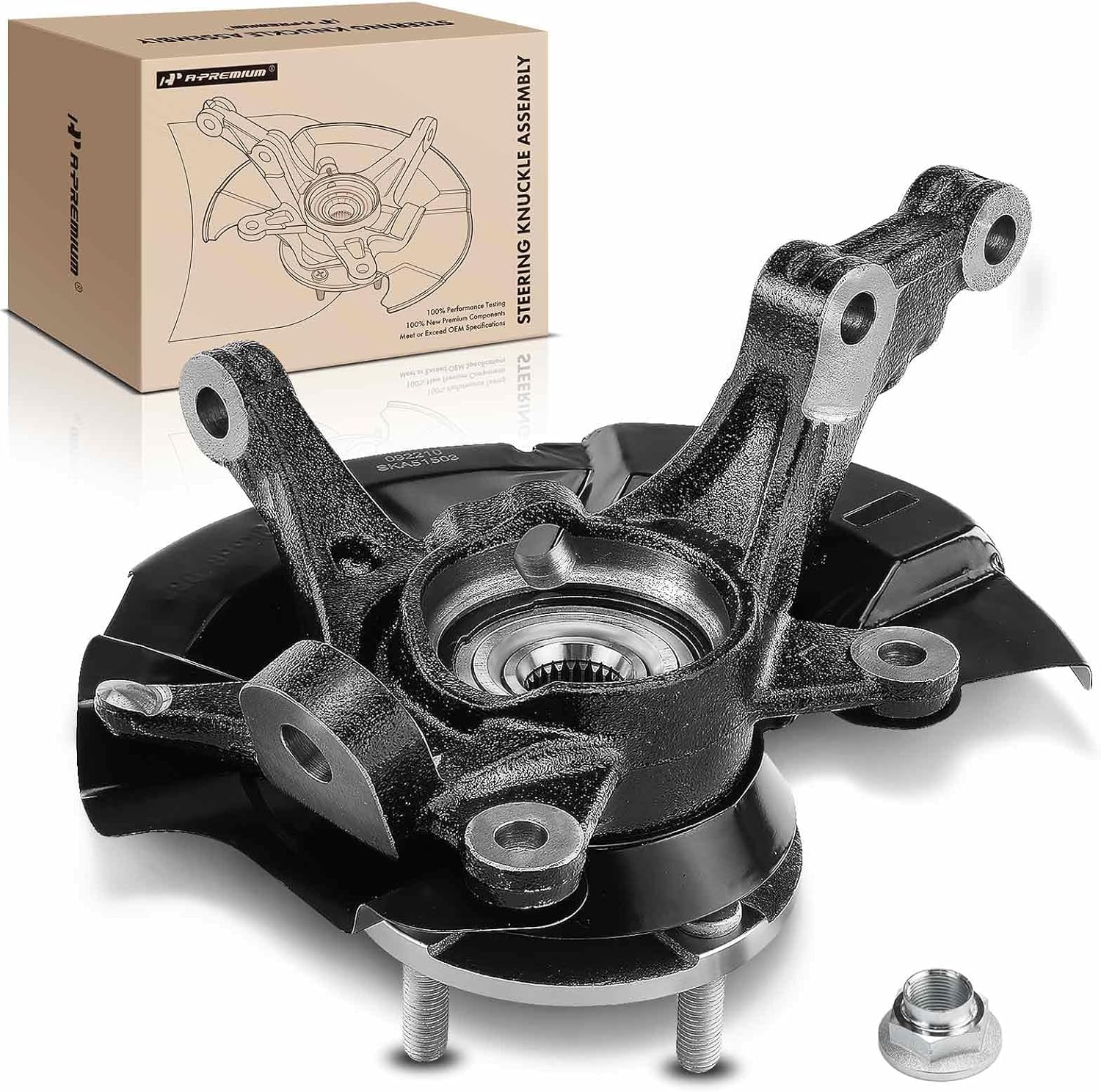 A-Premium Front Left Steering Knuckle with Wheel Hub and Bearing for Hyundai Accent (2014–2017) Driver Side