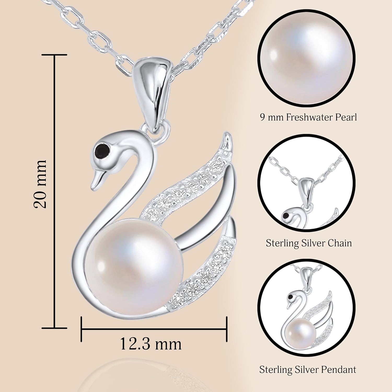 Granddaughter Gifts from Grandma Grandpa, Granddaughter Necklace, Granddaughter Birthday Gifts, Sterling Silver Pearl Swan Necklace for Granddaughter with Message Card and Luxury Gift Packaging - Image 2