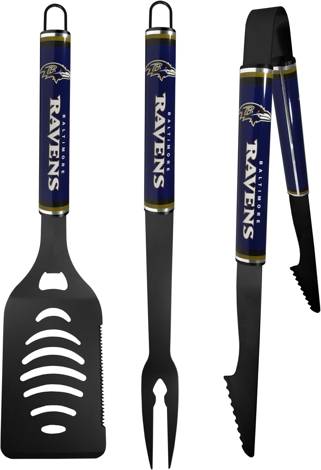 Siskiyou Sports NFL Baltimore Ravens 3 pc Color BBQ Tools, One Size, Team Colors