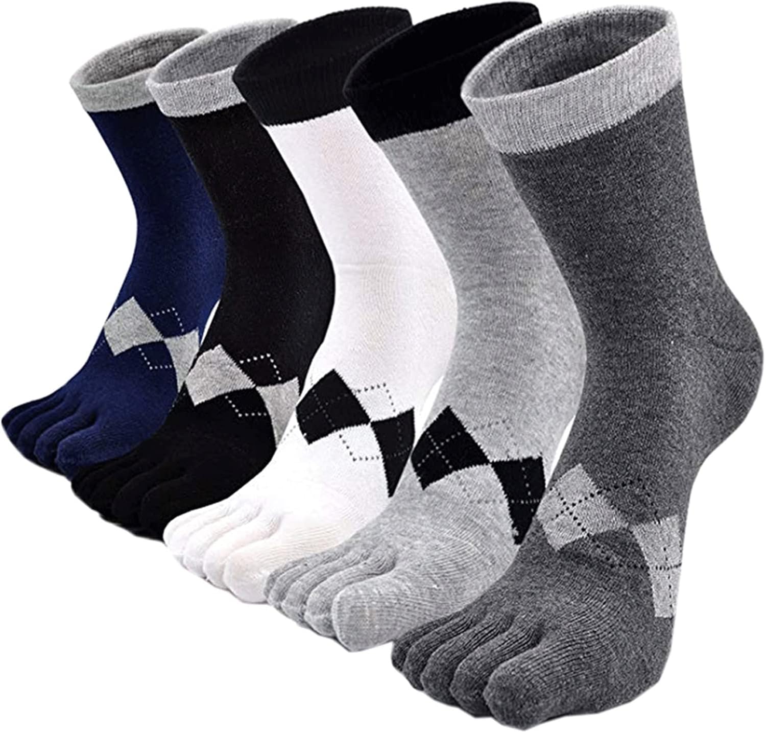5 Pairs Men's Five Finger Socks Cotton Striped Low Tube Sports Garter Toe Men Gifts Mid
