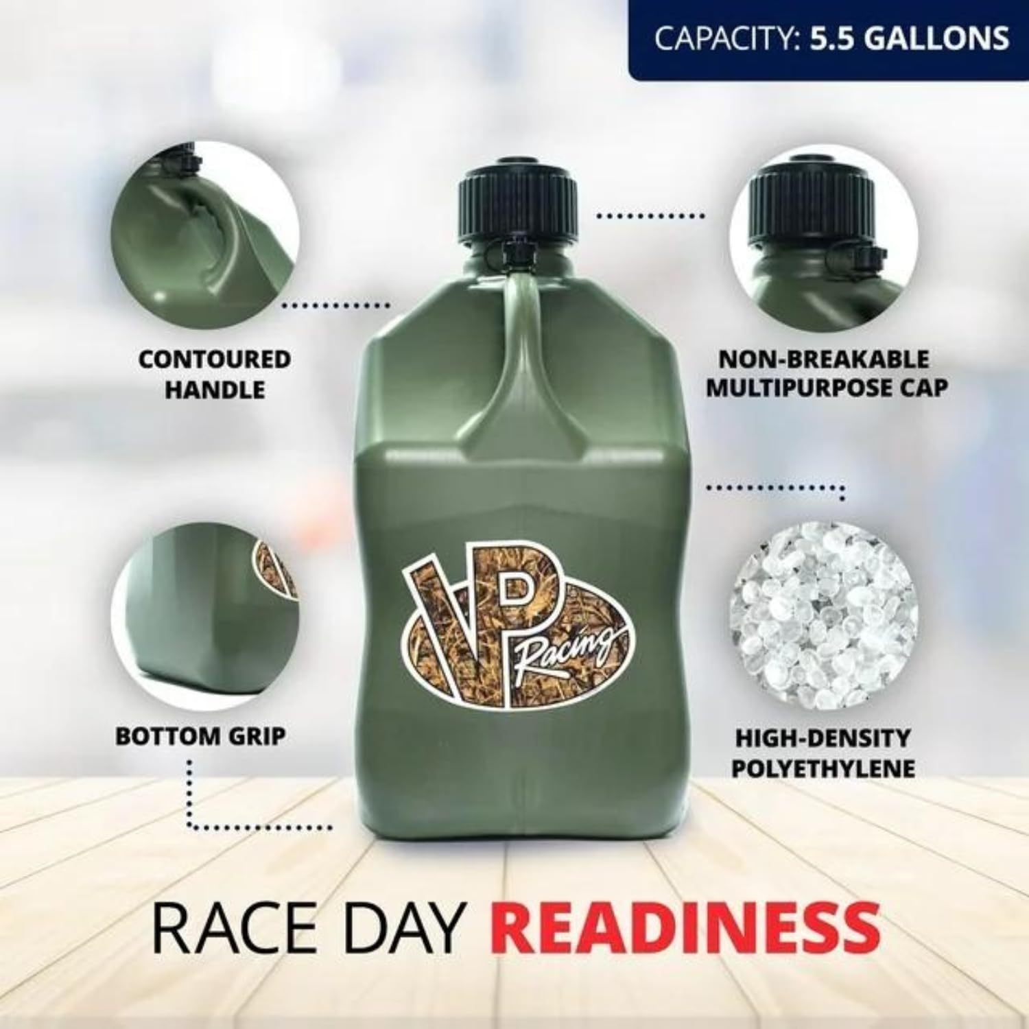 VP Racing Utility Container 5.5 Gallon - 4 Pack With 4 Deluxe Hoses and a Get Bent Hose Bender (Camo, 4 Pack)