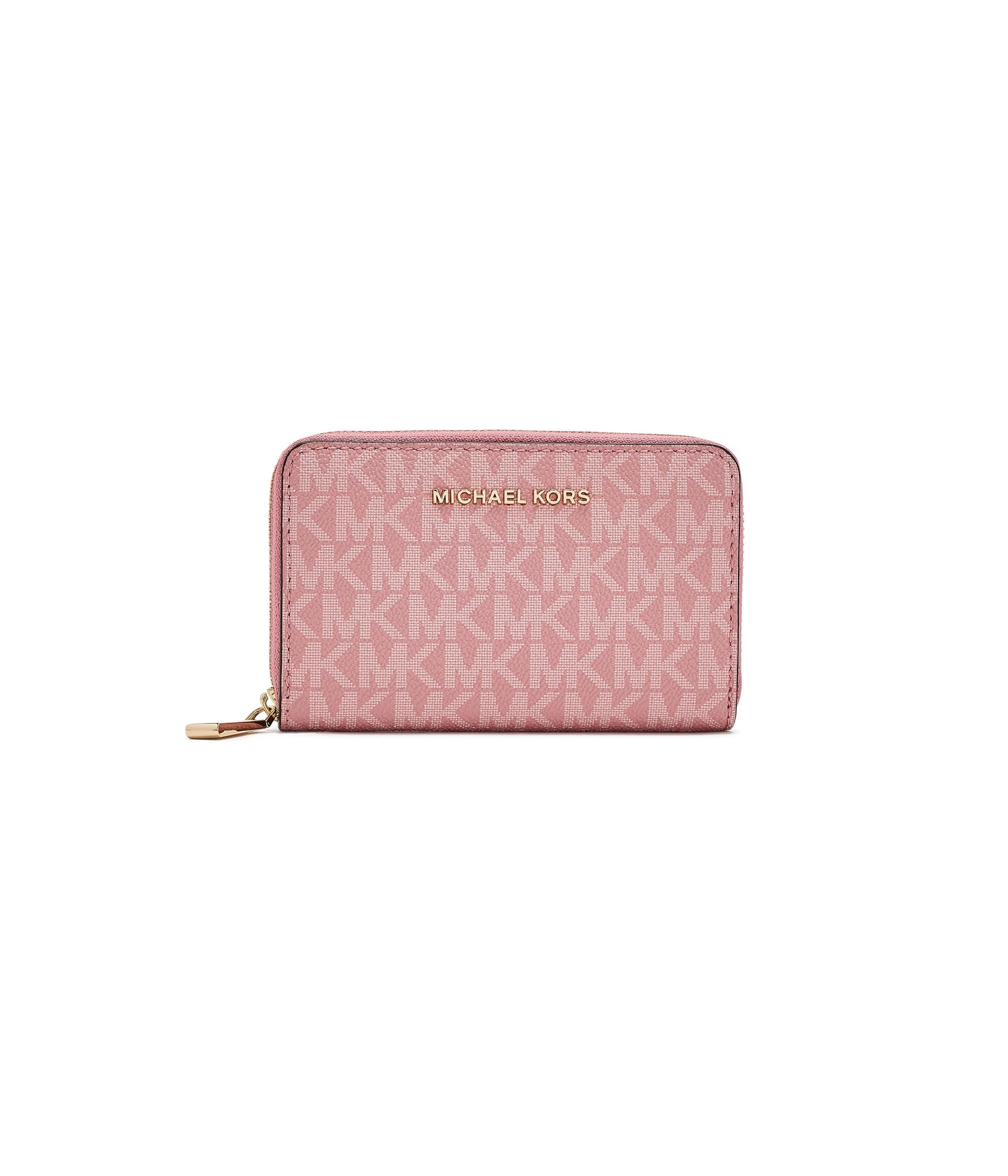 Michael Kors, Womens, Jet Set Small Zip Around Card Case, Primrose, One Size