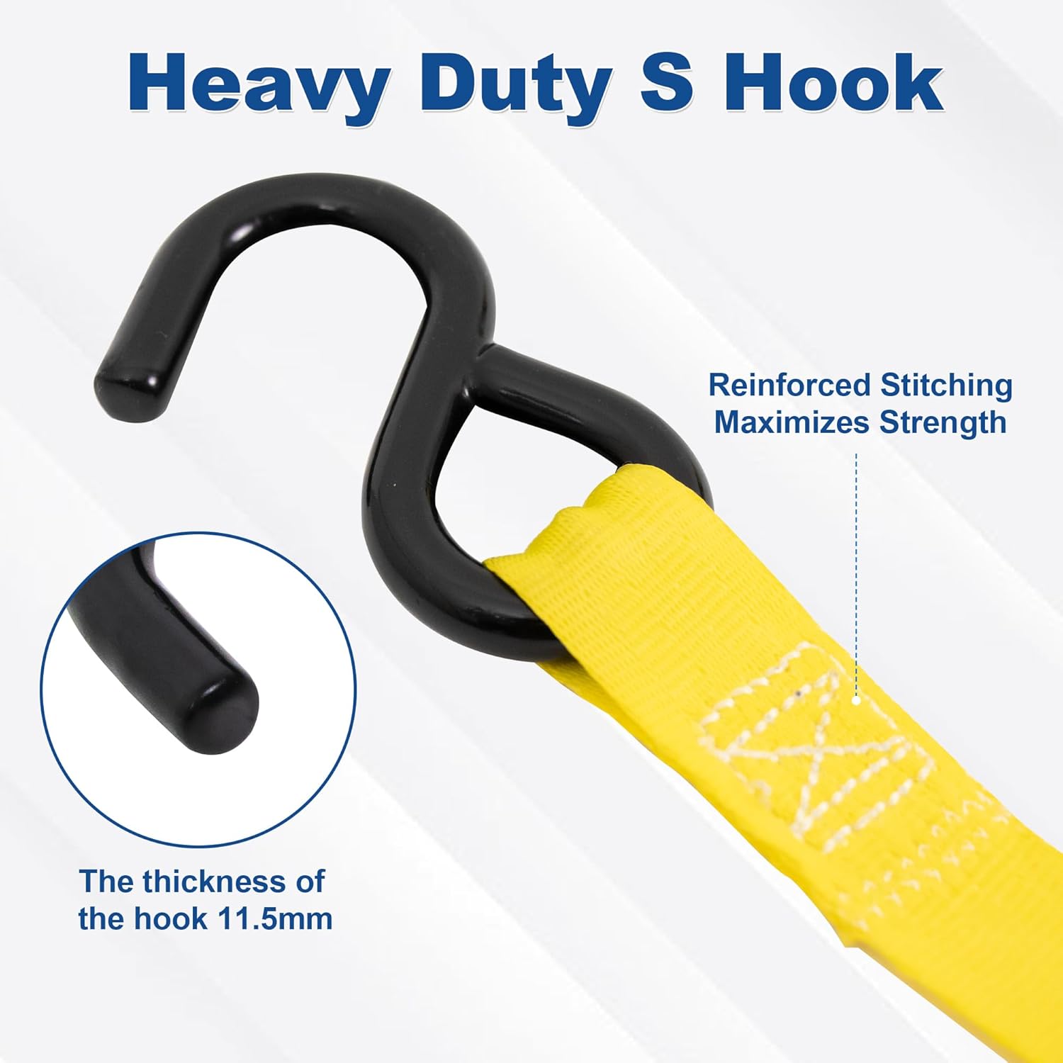 Leyso 2 Inch x 6 Ft Retractable Ratchet Straps, Auto Ratchet Straps with 3300 lbs Break Strength, Retractable Ratchet Tie Down Straps for Jet Skis, Motorcycles, Boats (2 Pack - Yellow)