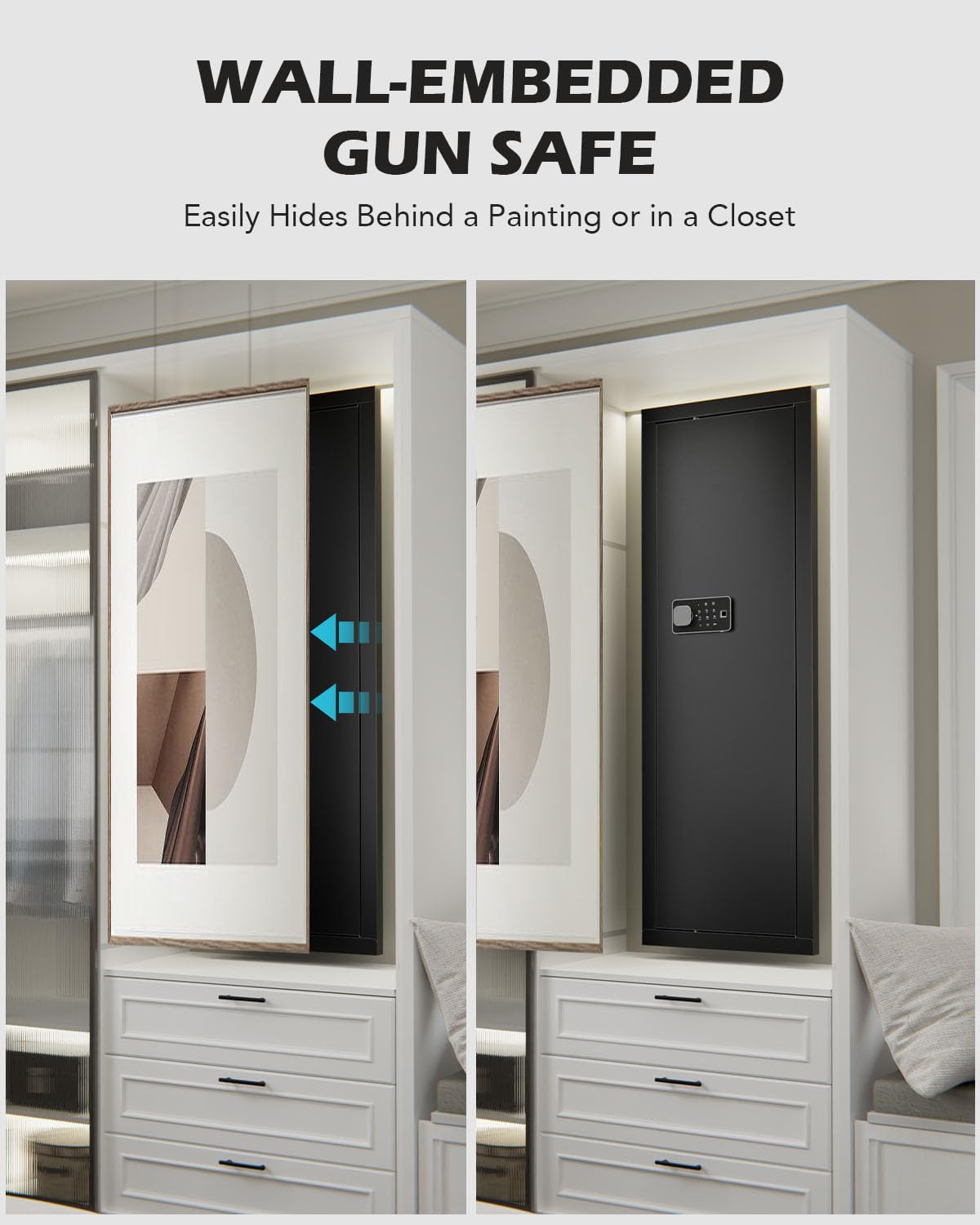 HIRAM In Wall Rifle Safe, 53 Tall Wall Safe Between