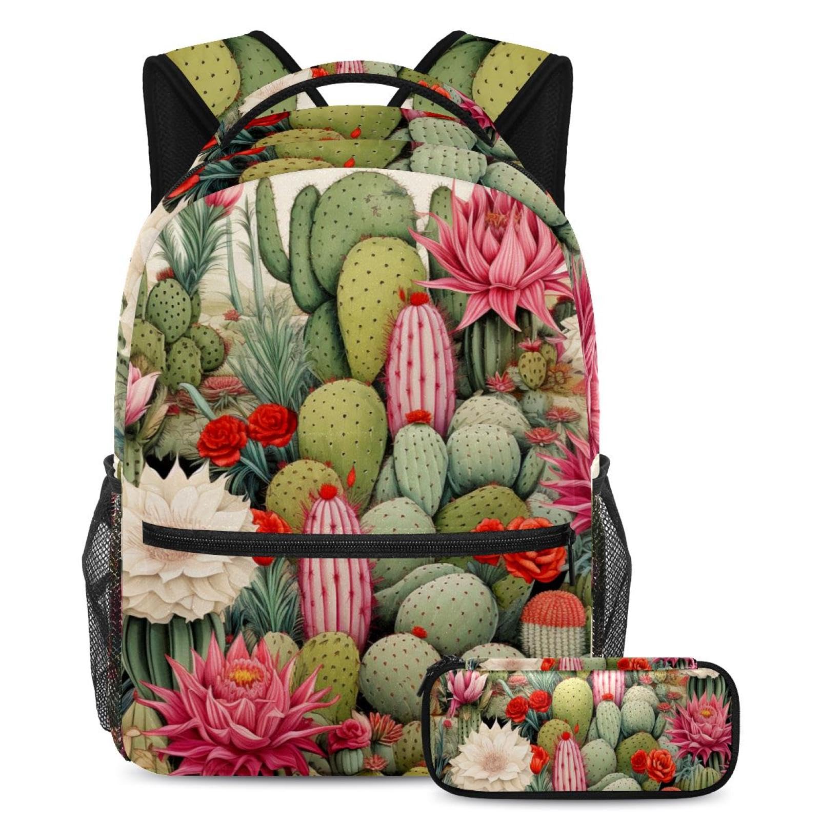 Ensemble sac à dos cactus coloré et trousse à crayons pour ados - 7