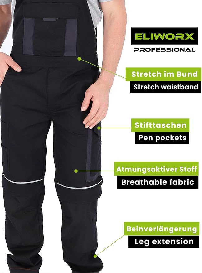ELIWORX Tuinbroek voor heren met stretch – Lange werkbroek voor mannen met gereedschapszakken – Robuuste werkkleding voor vakwerk, bouw & kluswerk – comfortabel & duurzaam, beige, 52