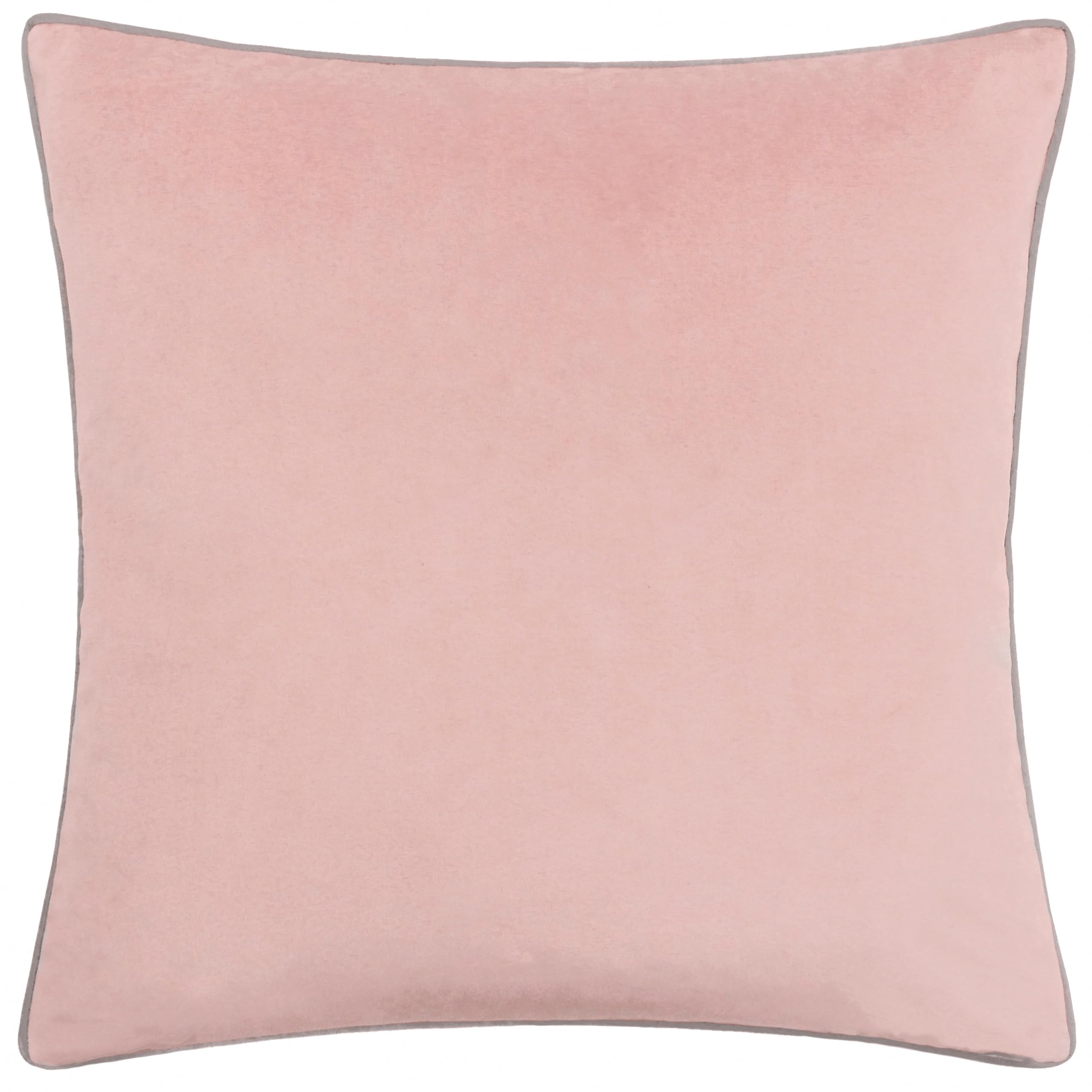 furn. Meridian Cushion Cover – Luxury Contrast Piped Velvet Decorative Case (Blush/Grey - 45x45cm)