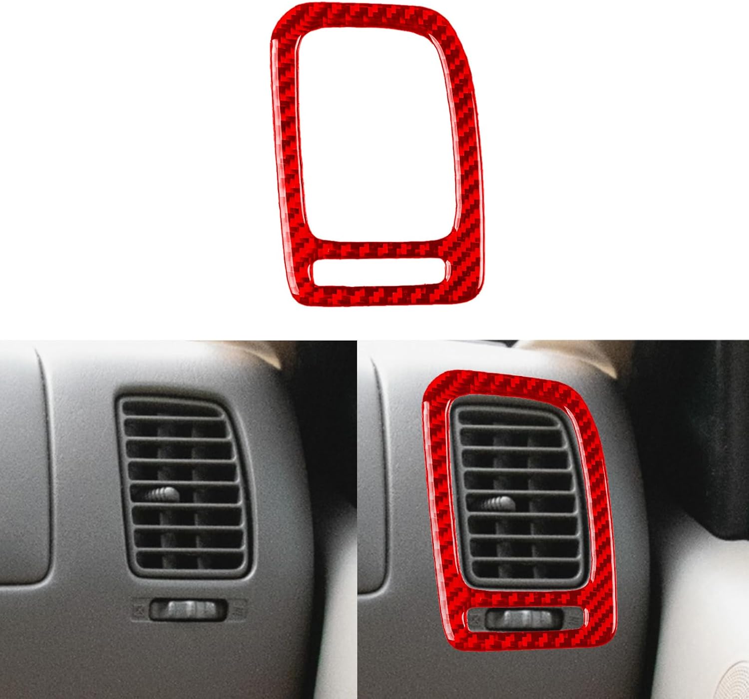 Real Carbon Fiber Car Central AC Conditioning Control Button Radio Panel Frame Soft Sticker Compatible with 2001-2004 Toyota Tacoma Special Edition Only Auto Premiun Interior Accessories red