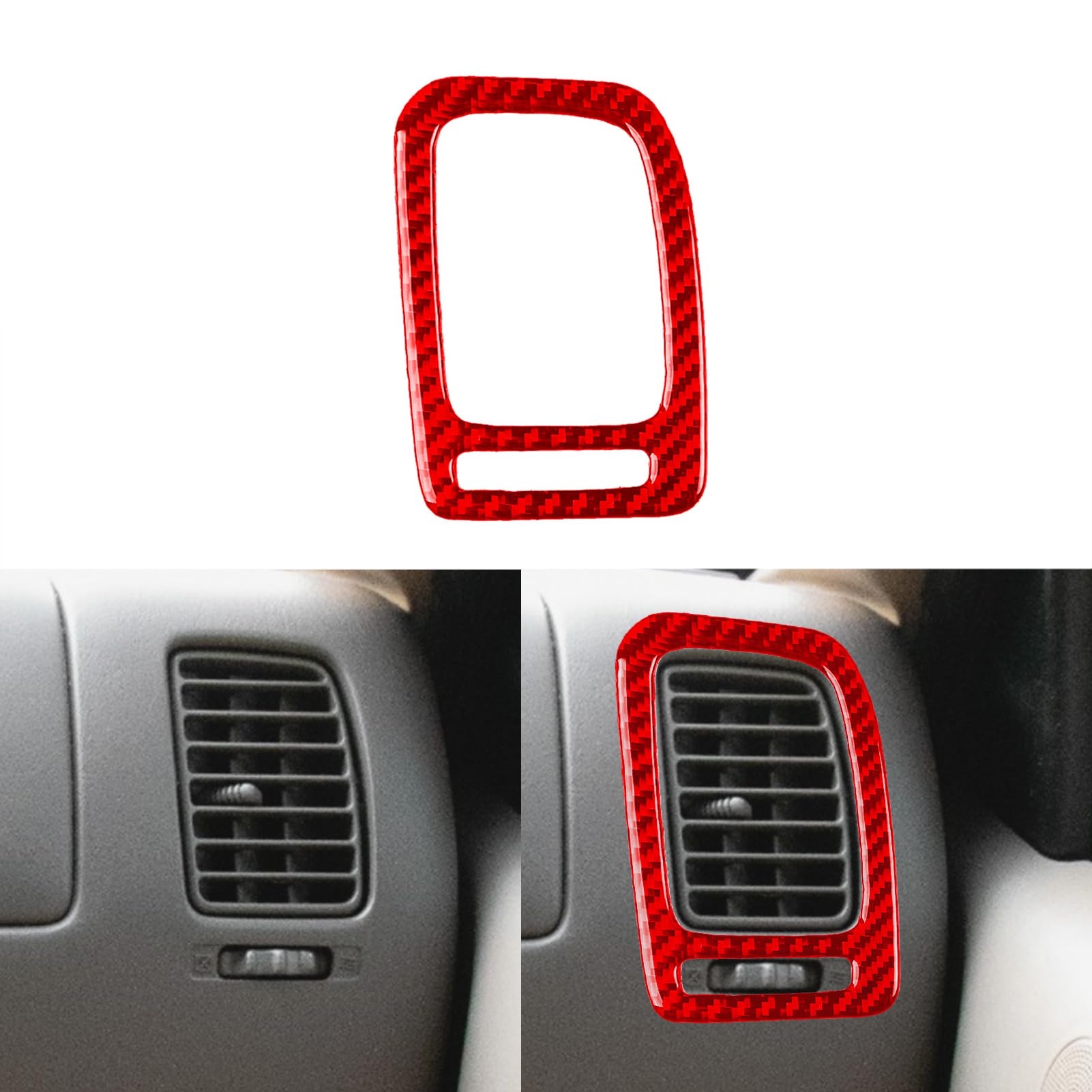 PJFUS Real Carbon Fiber Car Co-Pilot Air AC Vent Conditioner Outlet Frame Soft Sticker Compatible with 2001-2004 Toyota Tacoma Special Edition Only Auto Premiun Interior Accessories red
