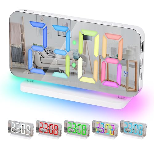Sukeen Réveil, Horloge numérique LED 7,4", reveil Miroir avec Affichage