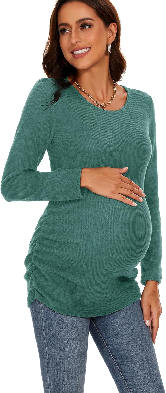 Smallshow Women's Maternity Sweater Shirt Long Sleeve Pregnancy Top Clothes - Image 3