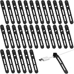 Câblodistribution en silicone, 30 Pièces Tideur de cordon élastique amovible avec clip de verrouillage Polyvalent Gestionnaire de fil réglable pour la cuisine de bureau à domicile (Noir)