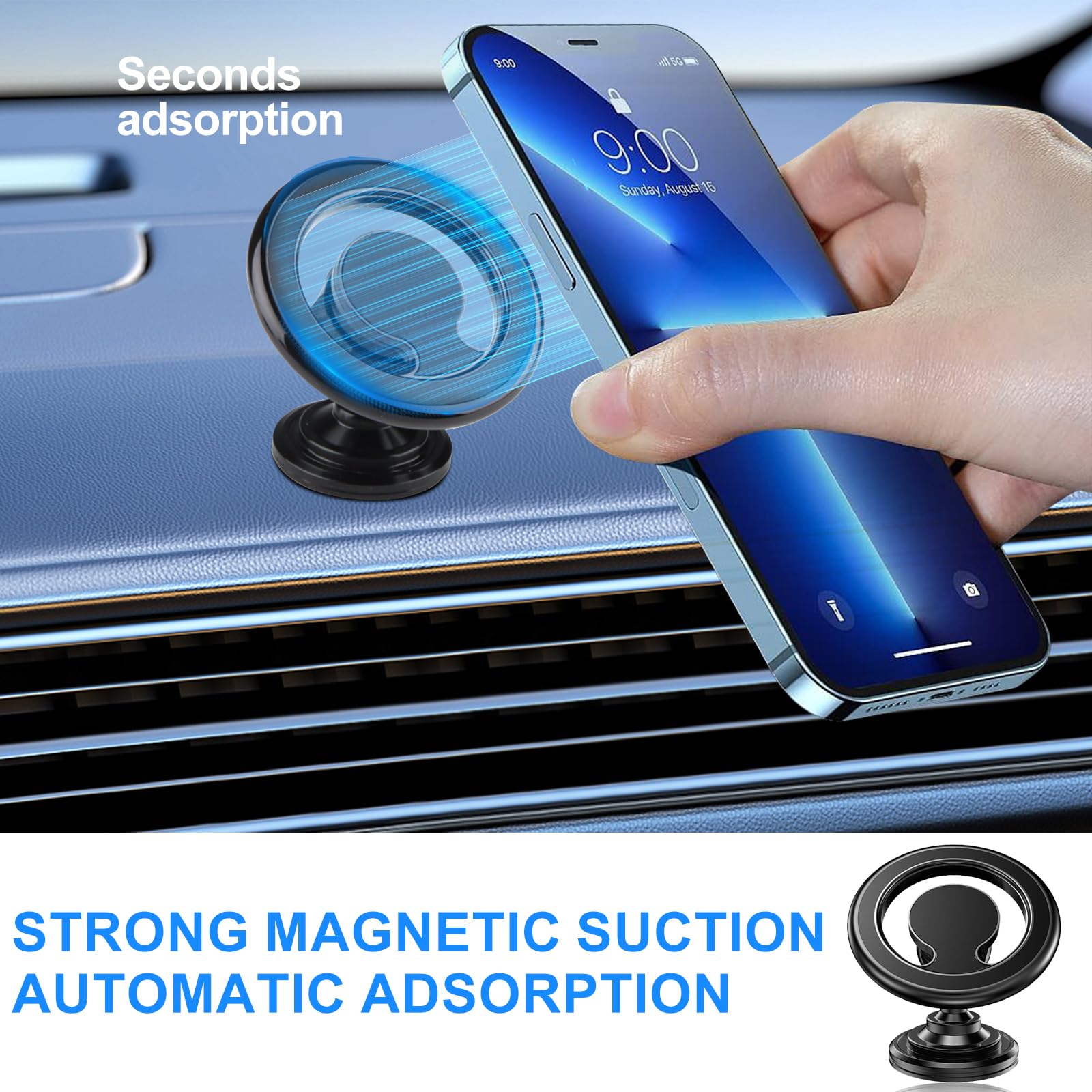 Supporto Magnetico Per Telefono A Vuoto Porta Cellulare Da Auto Magnetico Supporto Smartphone Per Macchina Universale Rotazione 360 Gradi Porta Cellulare Magnetico A Vuoto - Foto 3