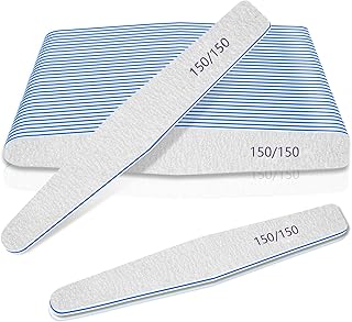 Nail Files 150/150 Grit, 12pcs for Poly Extension Gel, Emery Boards for Acrylic and False Nails, Coarse Manicure Pedicure Tools for Home Salon
